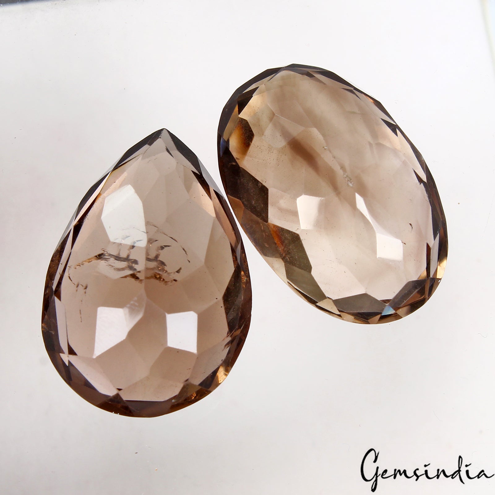 137.50Ct Natural Unheated Brown Smoky Quartz Oval Pear Cut Loose Gemstones~ 2 Pc