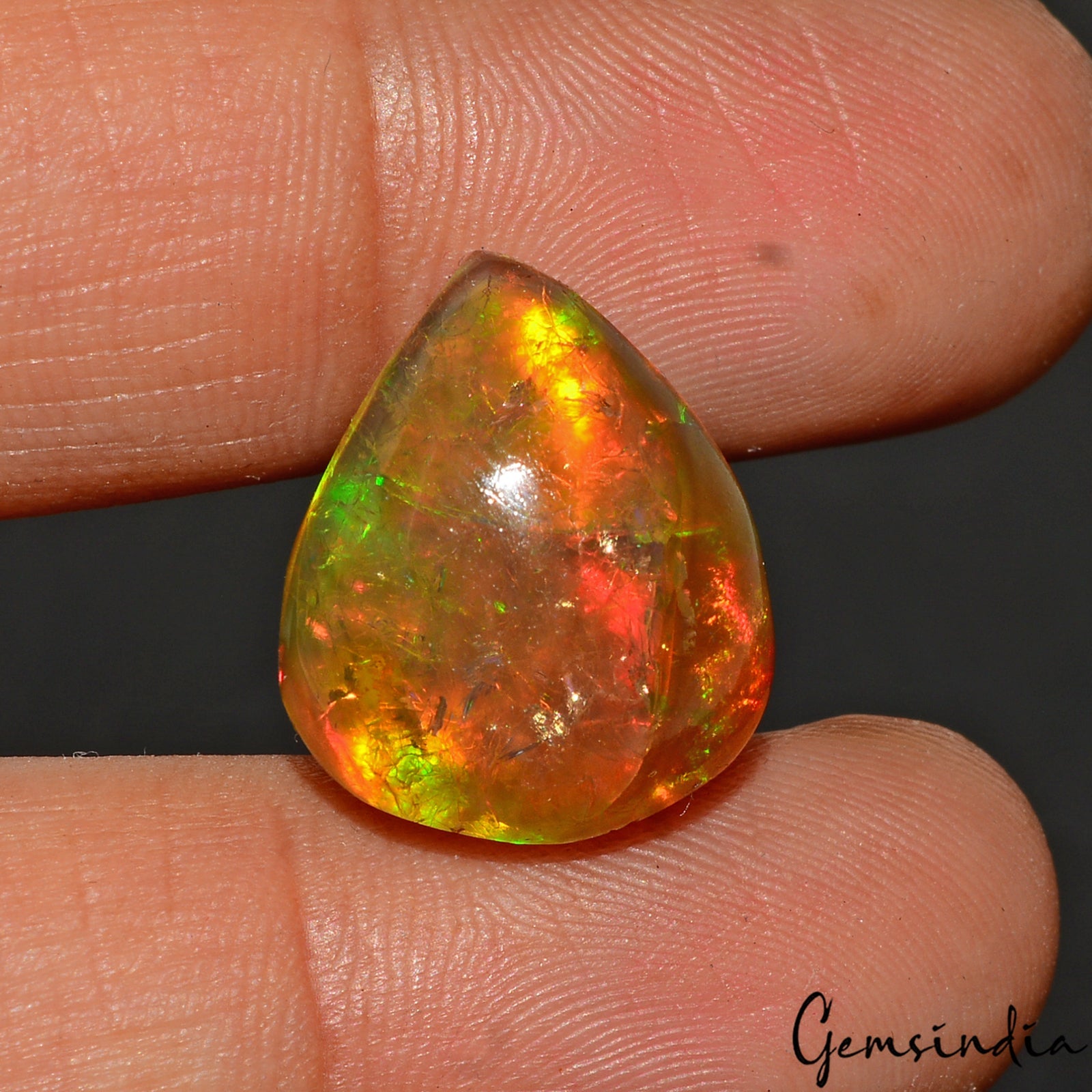 Natural Ethiopian Fire Opal 14.20 Ct Certified Play Of Color 18 X 15 mm Gemstone