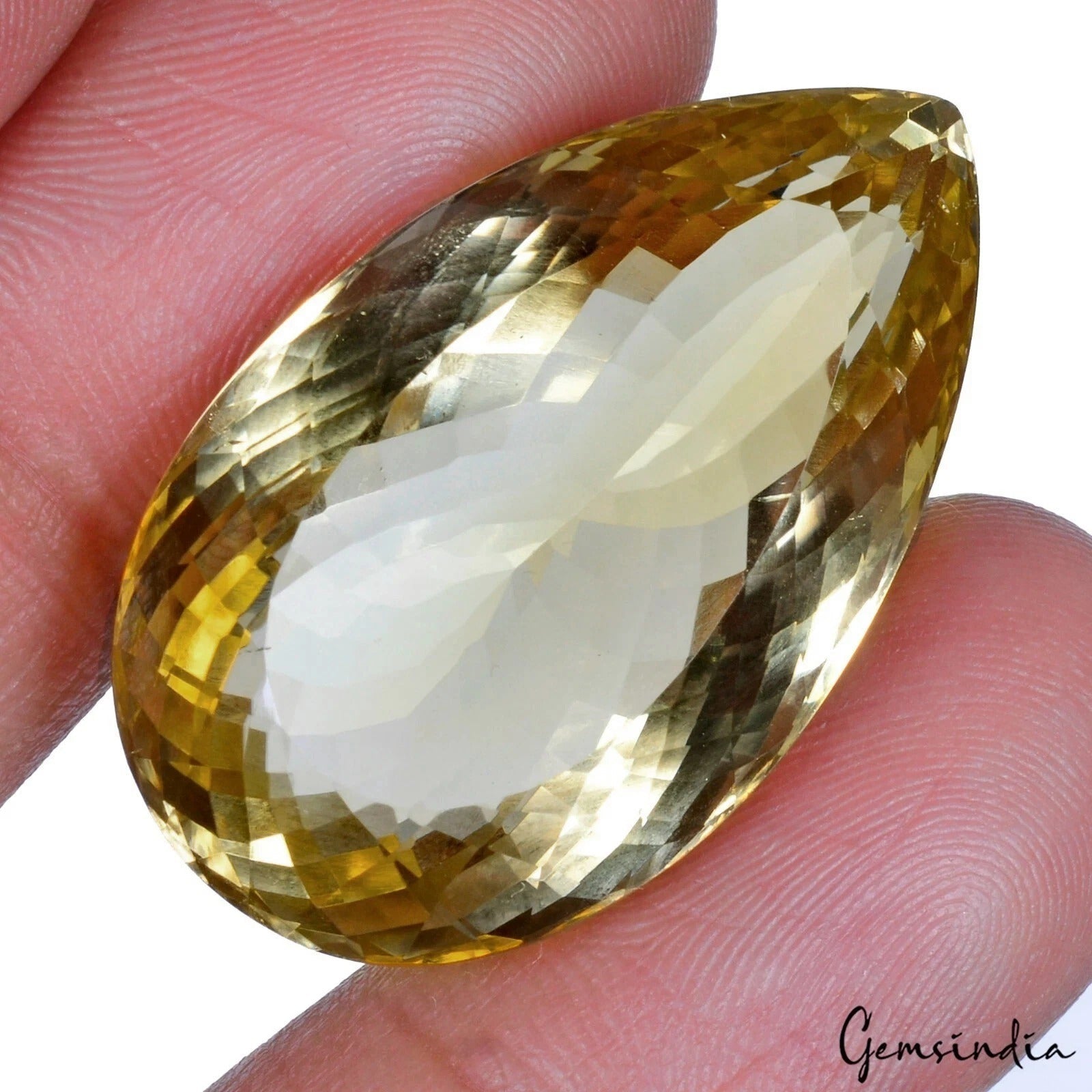 50.35 Ct Natural Yellow Citrine Pear Cut Faceted Loose Gems For Making Jewelry