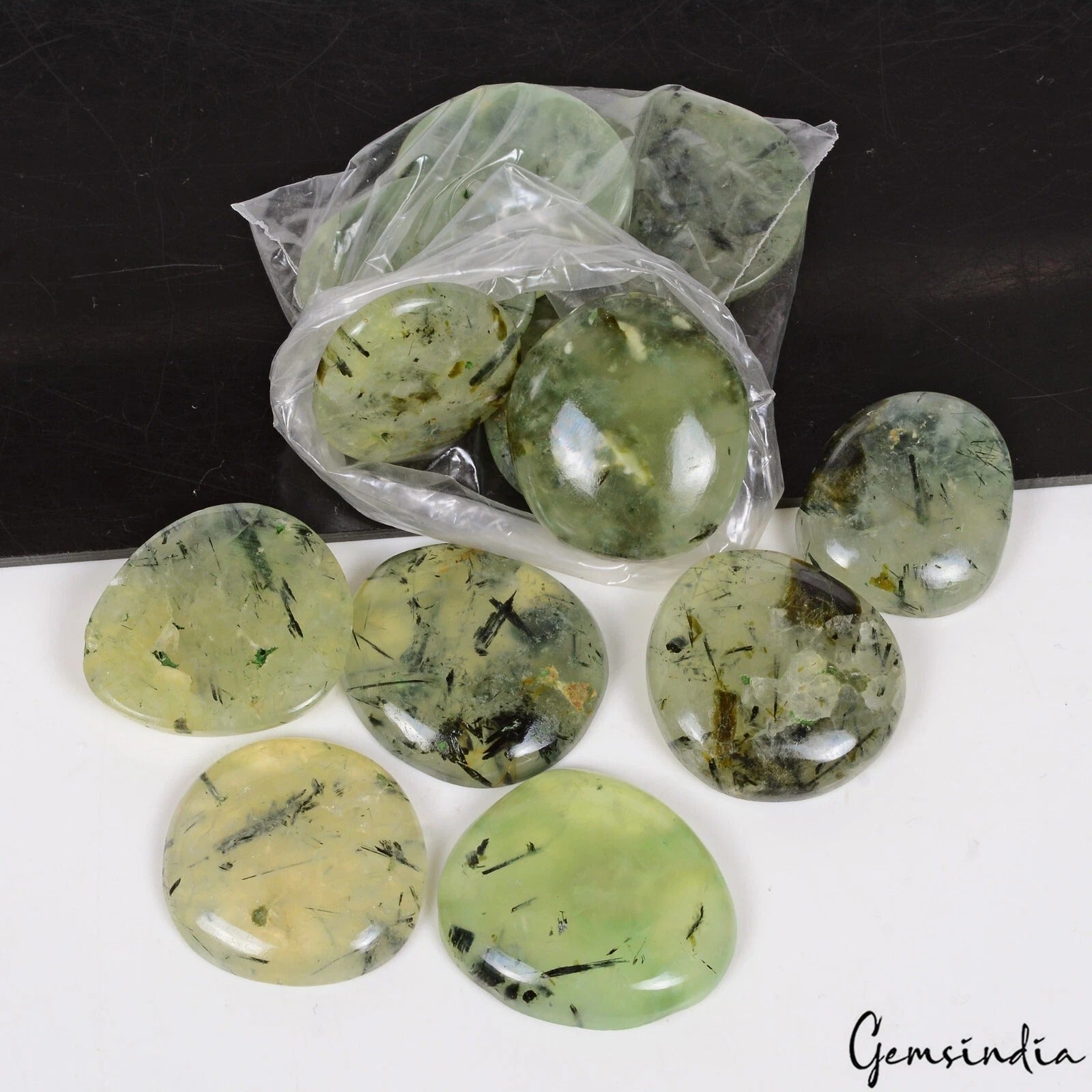 640 Ct Natural Untreated Green Prehnite Mix Cabochon Loose Gems Lot For Jewelry