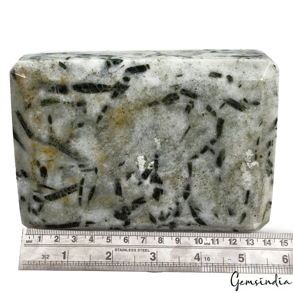 Rutilated Quartz Loose Gemstone, Black — 5.7x4.1x2.3 Inch, 9940 Ct (1.988 Kg), Madagascar