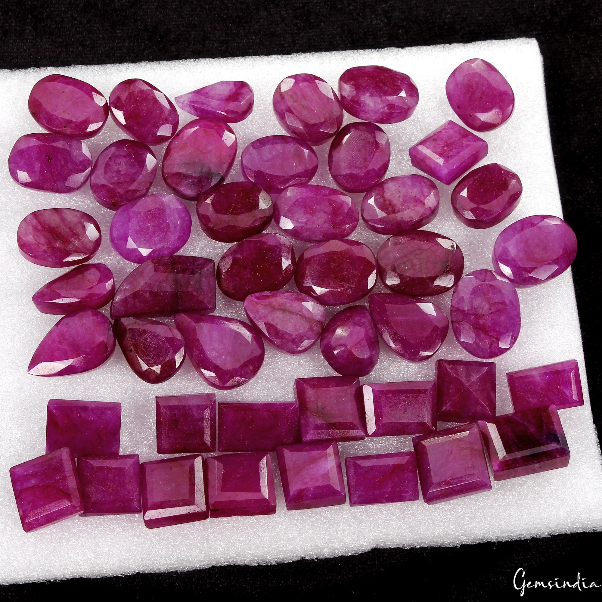 800 Ct Natural Red Bixbite Beryl Mix Cut Loose Faceted 13-24mm Gemstones~46 Pcs
