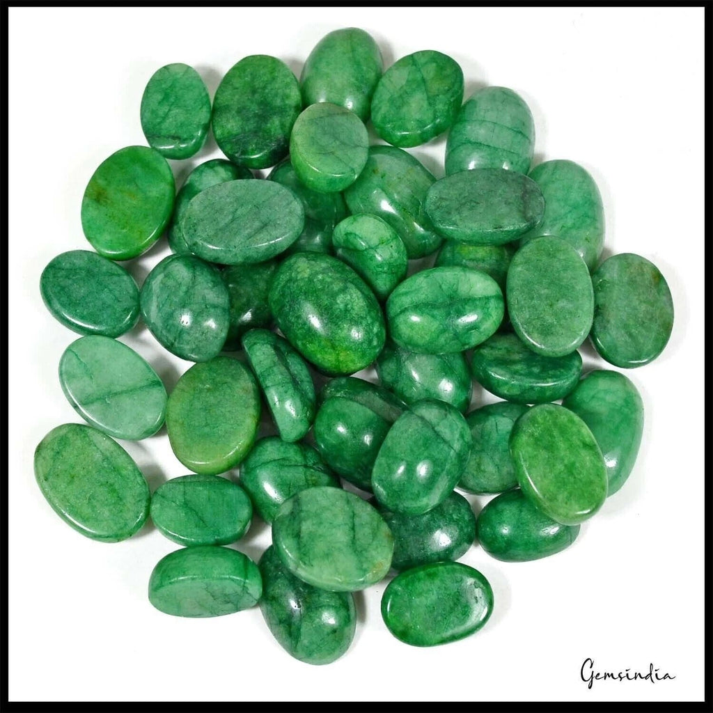 700 Ct Natural Green Brazilian Emerald Oval Cab Loose Gems Lot 43 Pc For Jewelry