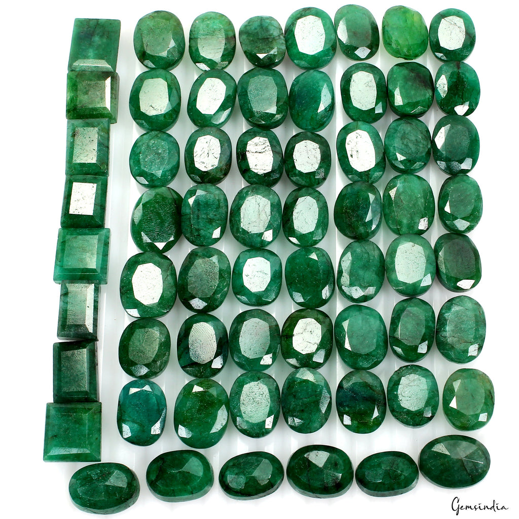 Certified Natural Green Emerald 1100 Ct Mix Cut Loose Ring Size Gemstones~63 Pcs