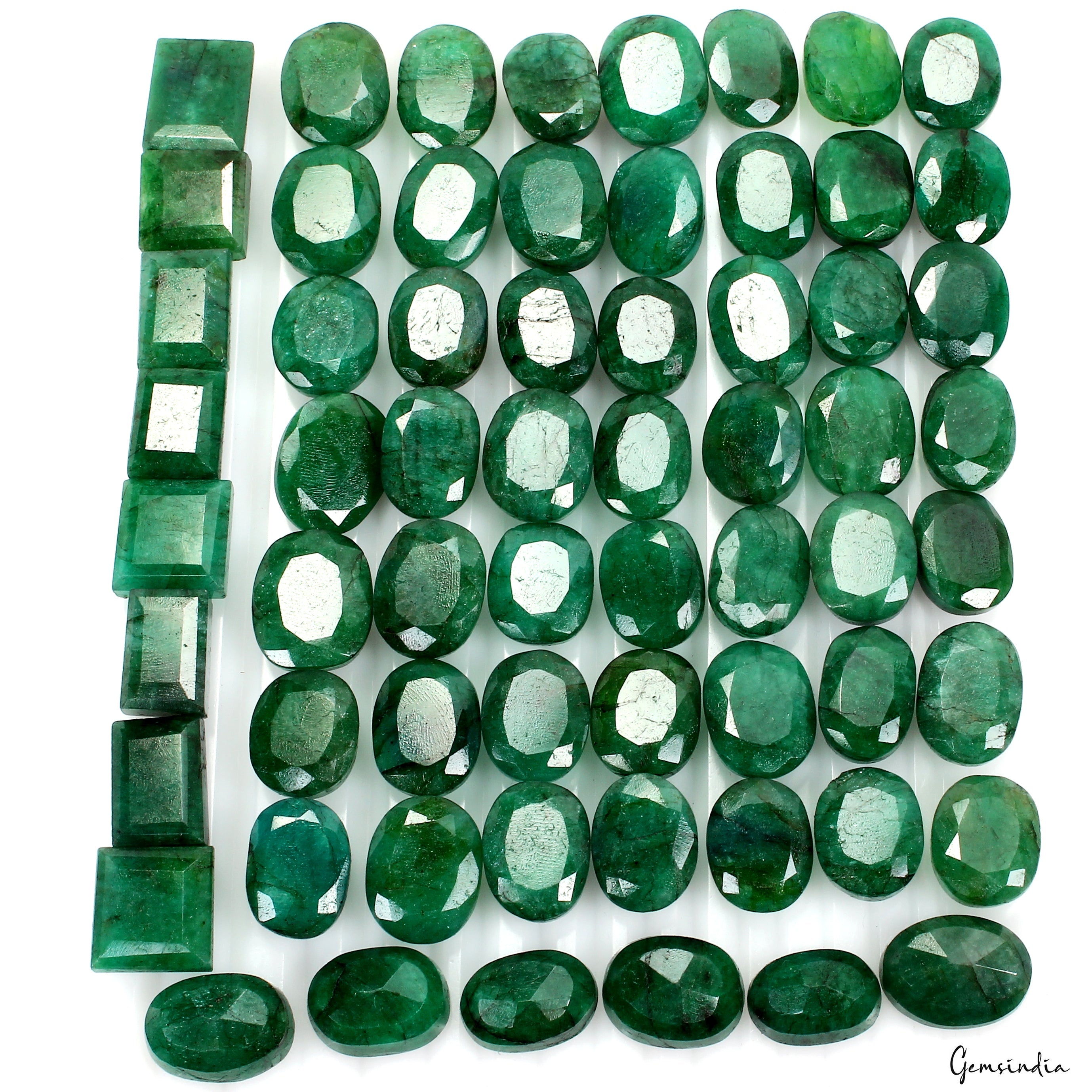 Certified Natural Green Emerald 1100 Ct Mix Cut Loose Ring Size Gemstones~63 Pcs