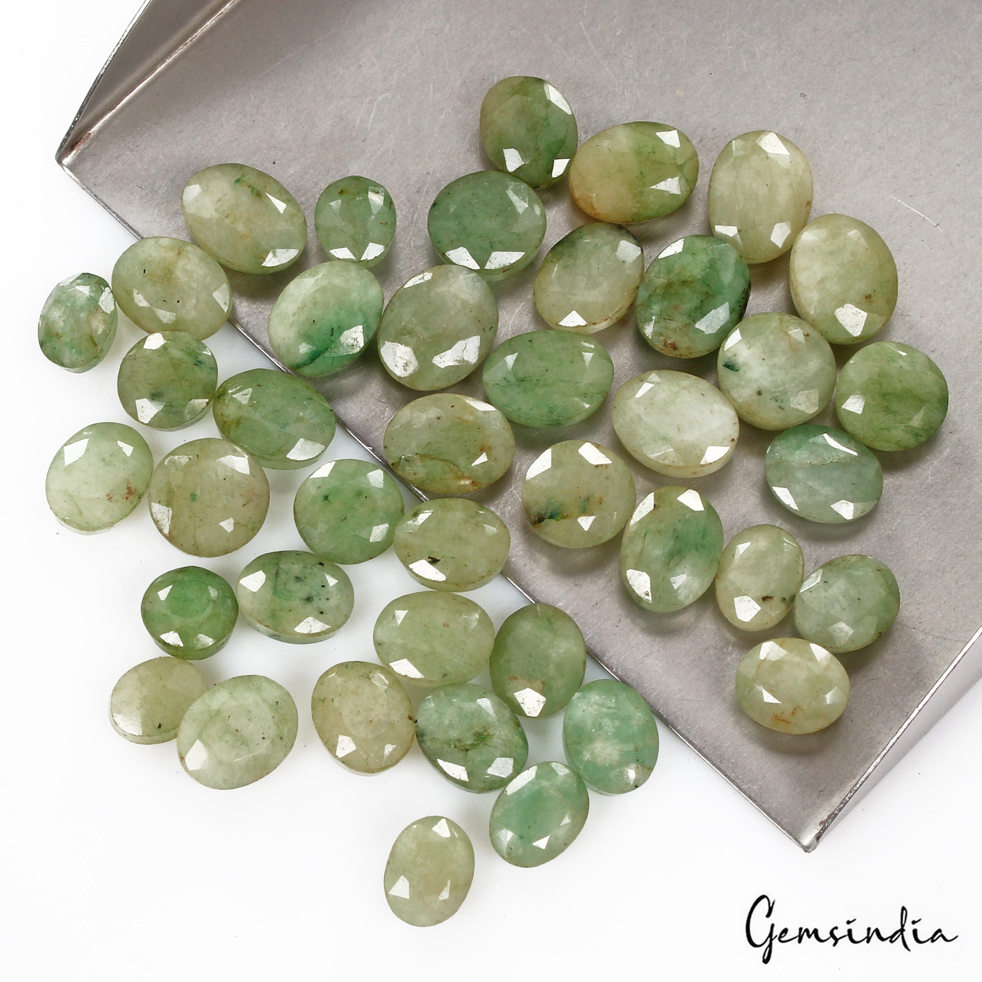 Certified 120 Cts/41 Pcs Natural Brazilian Green Emerald Oval Gems For Jewelry