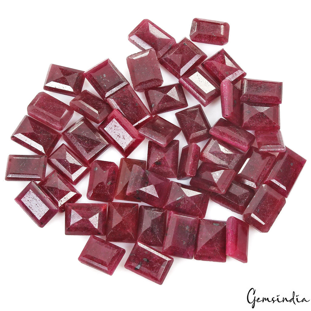 Certified 800 Ct/46 Pcs Natural Dark Red Ruby Baguette Cut Loose Gem For Jewelry