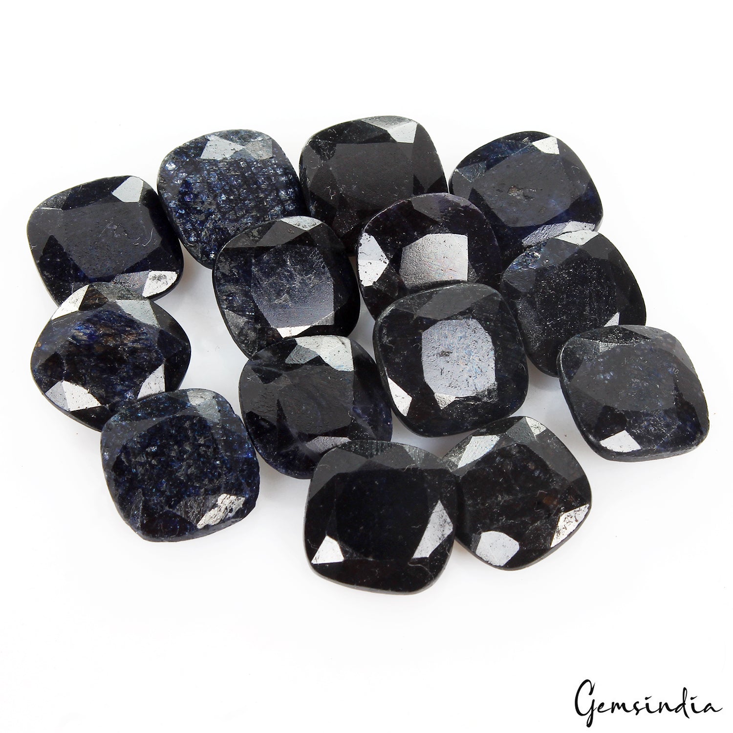Certified 113.80 Cts/14 Pcs Natural Blue Sapphire 11mm Cushion Cut Loose Gems