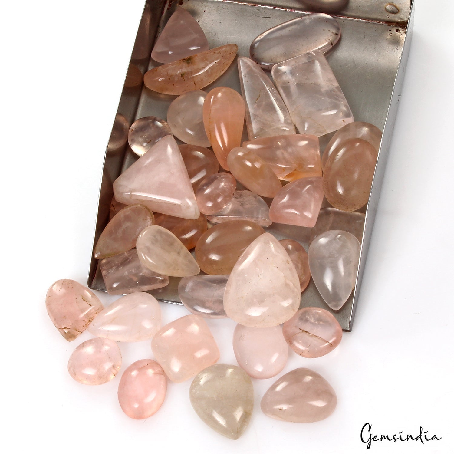 500 Ct Natural Untreated Pink Rose Quartz Mix Cabochon Loose Wholesale Gems Lot