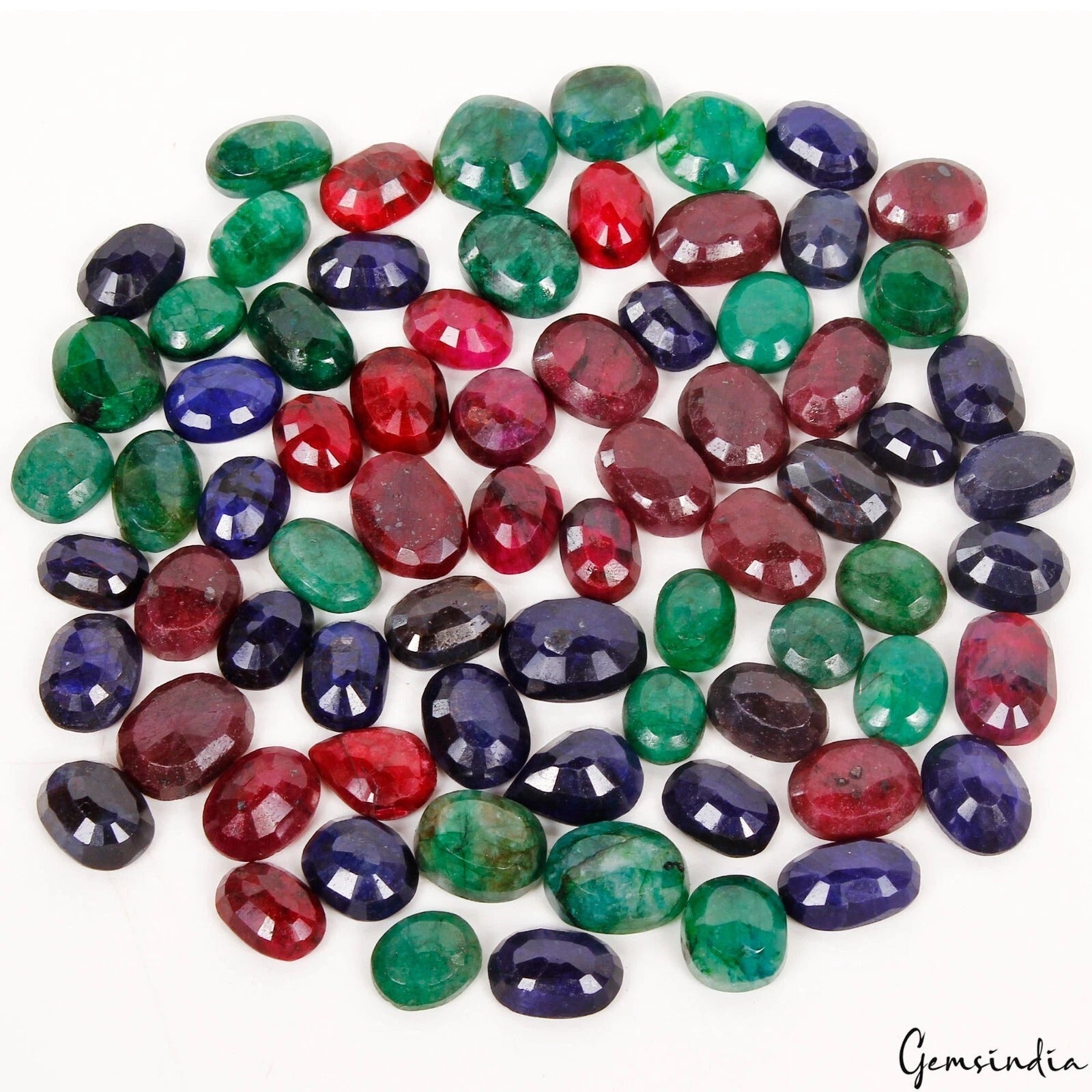 73 Pcs Natural Ruby Emerald Sapphire Mix Cut Loose Certified Gemstones~ 920 Ct