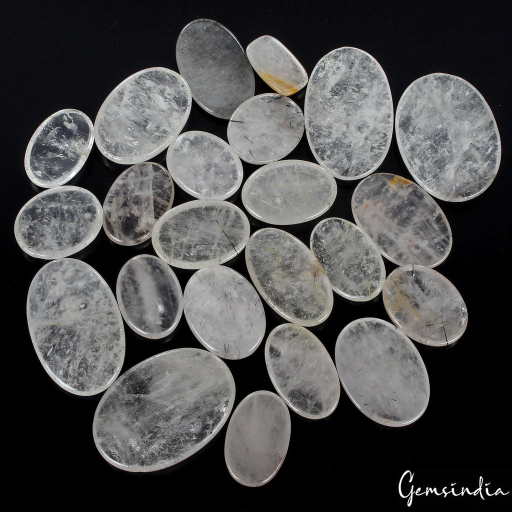 Natural Black Needle Rutile Quartz Oval Cabochon Loose Gemstones Lot~ 800 Cts
