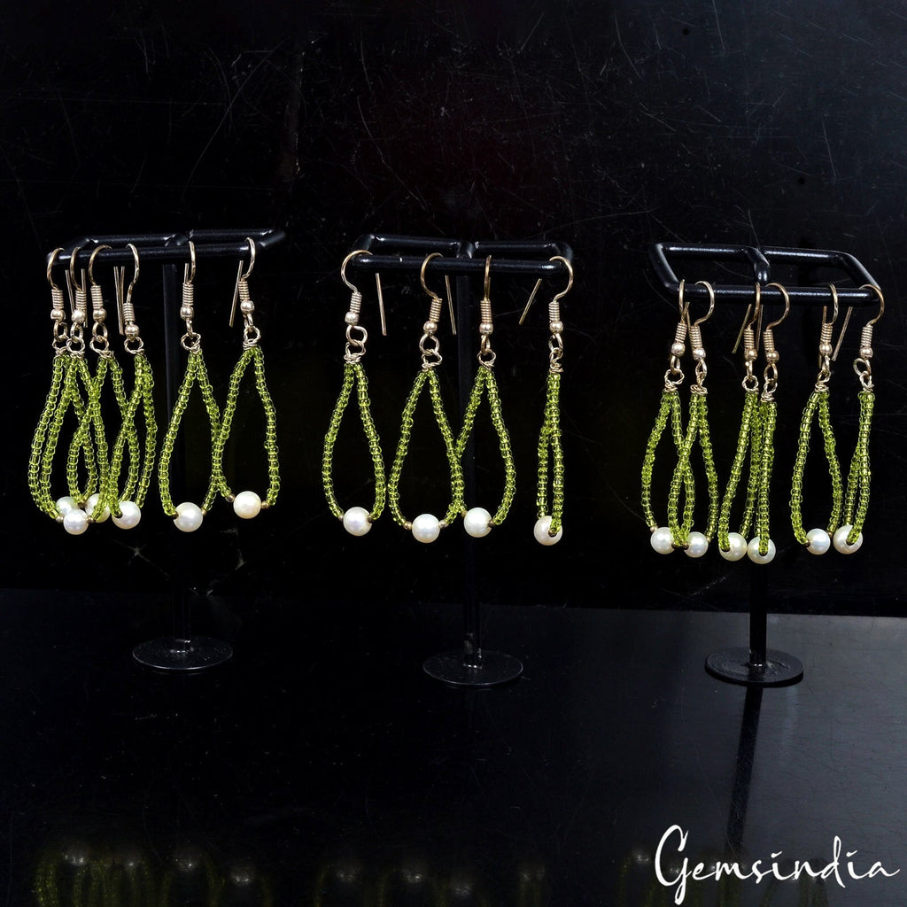 8 Pair Hydro Peridot Stones Dangle Earrings Drop Silver Hook Ear-rings~ 135 Cts