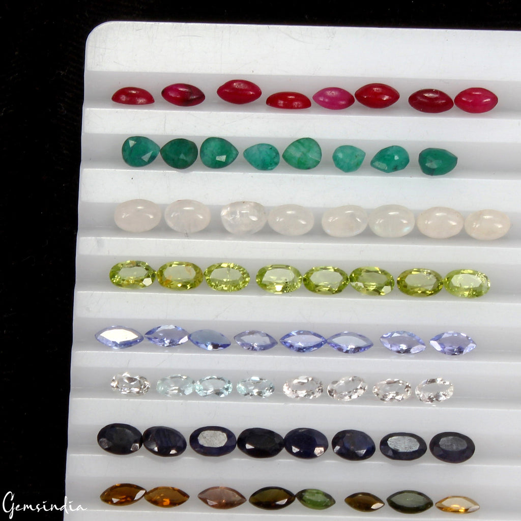 64Pcs Estate Genuine Semi Precious Loose Mix Cut Multi Gemstone Lot Collection