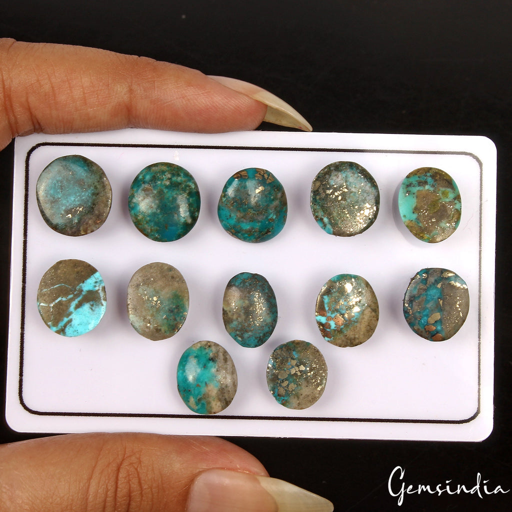 12 Pcs Natural Turquoise Top Quality 12-14mm Cabochon Untreated Loose Gemstones