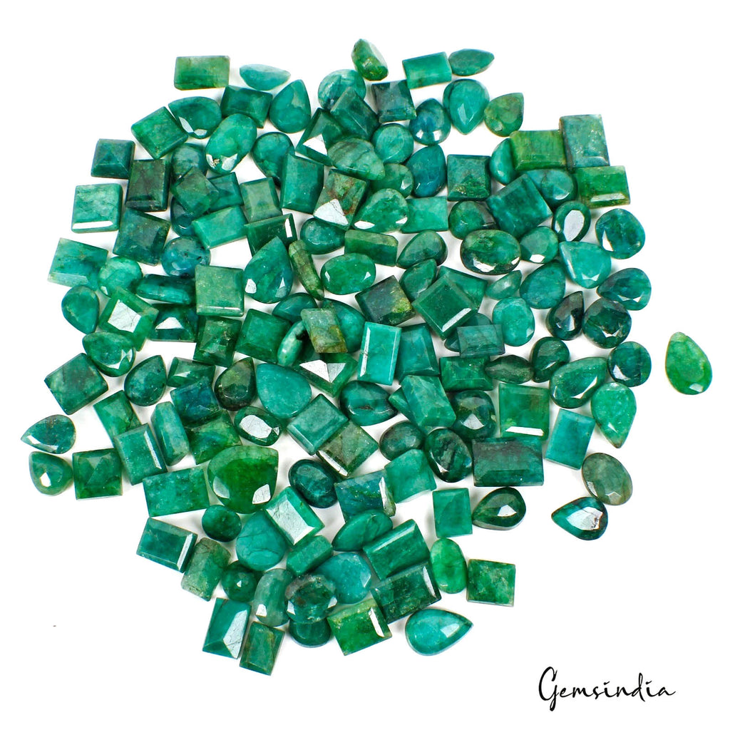 Emerald Lot, Loose Gemstone, Color Enhanced, Blue — 148 Pieces, 12mm to 20mm, 1550 Ct, Colombia