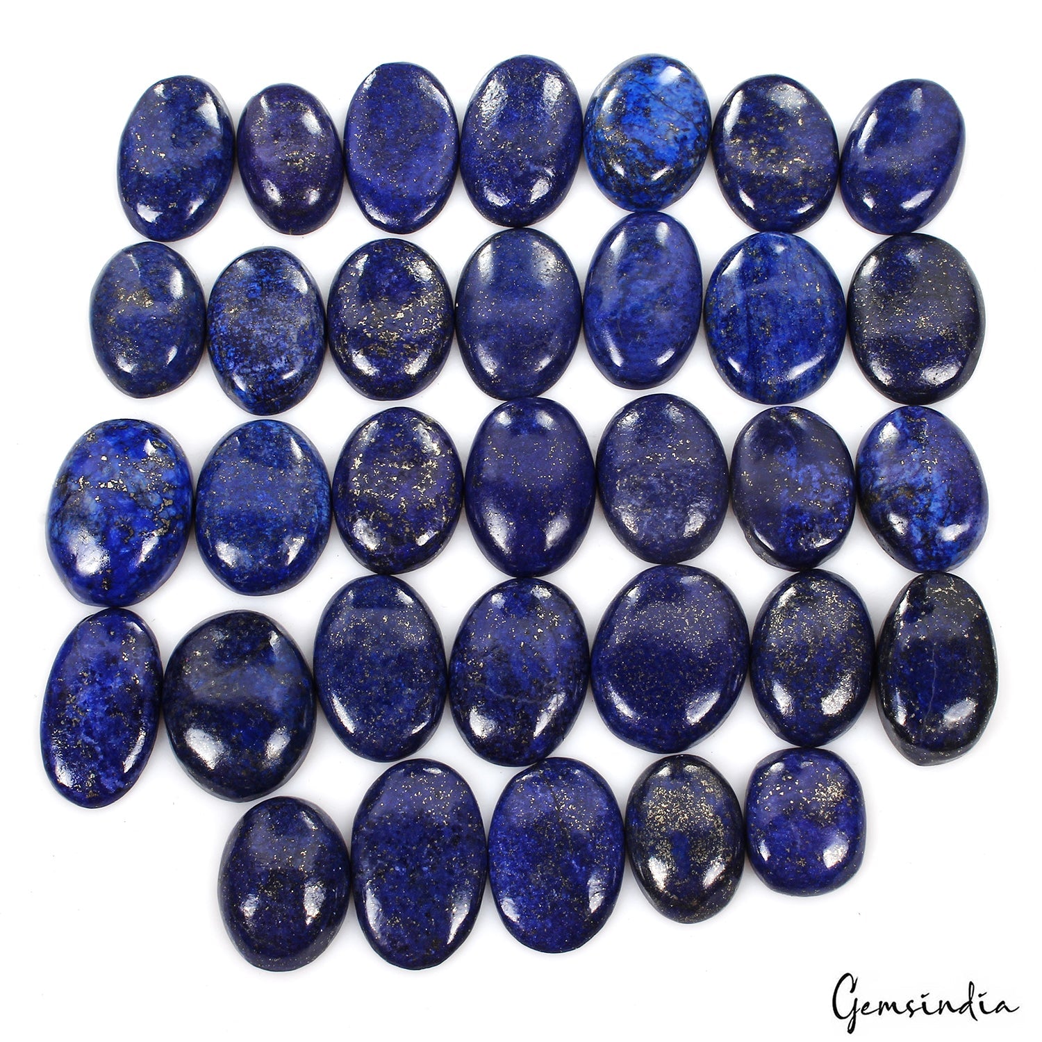 800 Ct/33 Pcs Natural Blue Gold Pyrite Lapis Lazuli Oval Cab Wholesale Gems Lot
