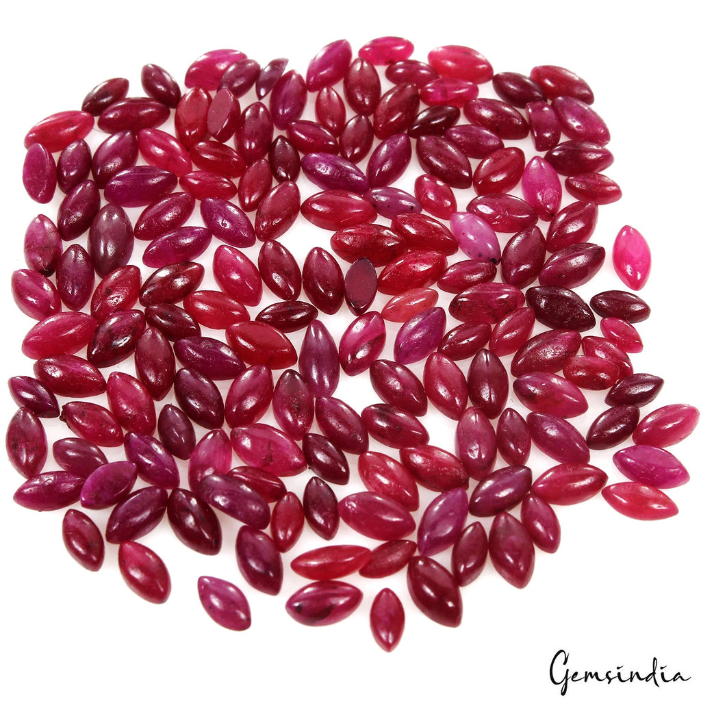 56.70 Cts Natural Ruby Cabochon Lot 146 Pcs (4mm-7mm) Vibrant Pink-Red Mix Gems