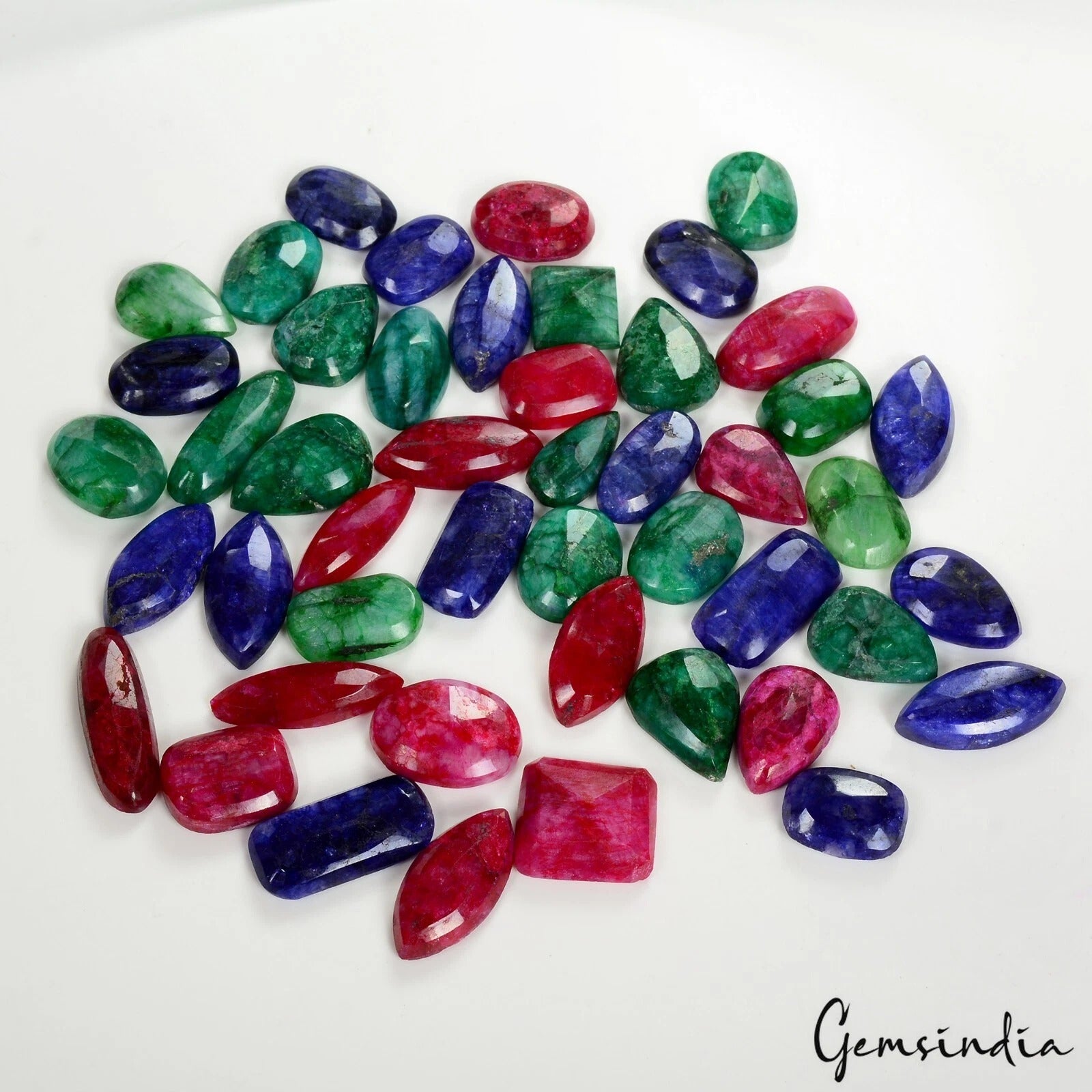 Blue Beryl Lot, Loose Gemstone, Color Enhanced, Red — 47 Pieces, 16mm to 30mm, 700 Ct