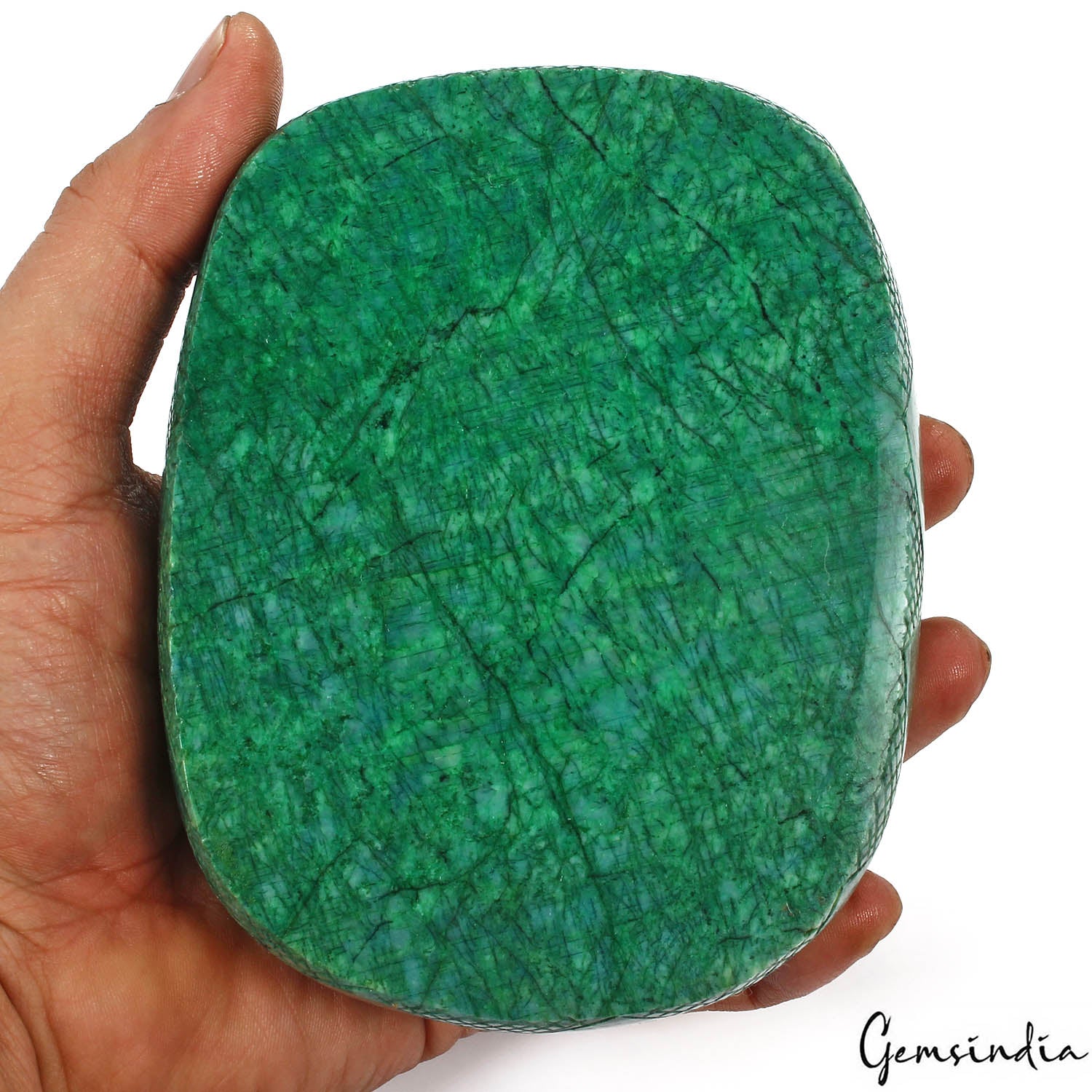 Certified 6400 Cts Natural Brazilian Green Emerald Cushion Carved Huge Loose Gem