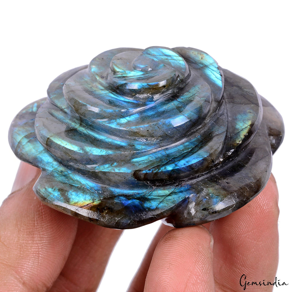 540 Cts Natural Labradorite Rose Carving Unique Decorative Huge Gemstone Piece