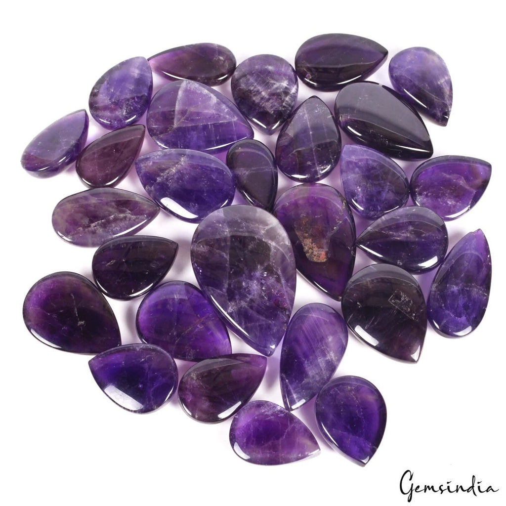 Amethyst Lot, Cabochon, Untreated, Purple — 28 Pieces, 19mm to 34mm, 550 Ct, Madagascar