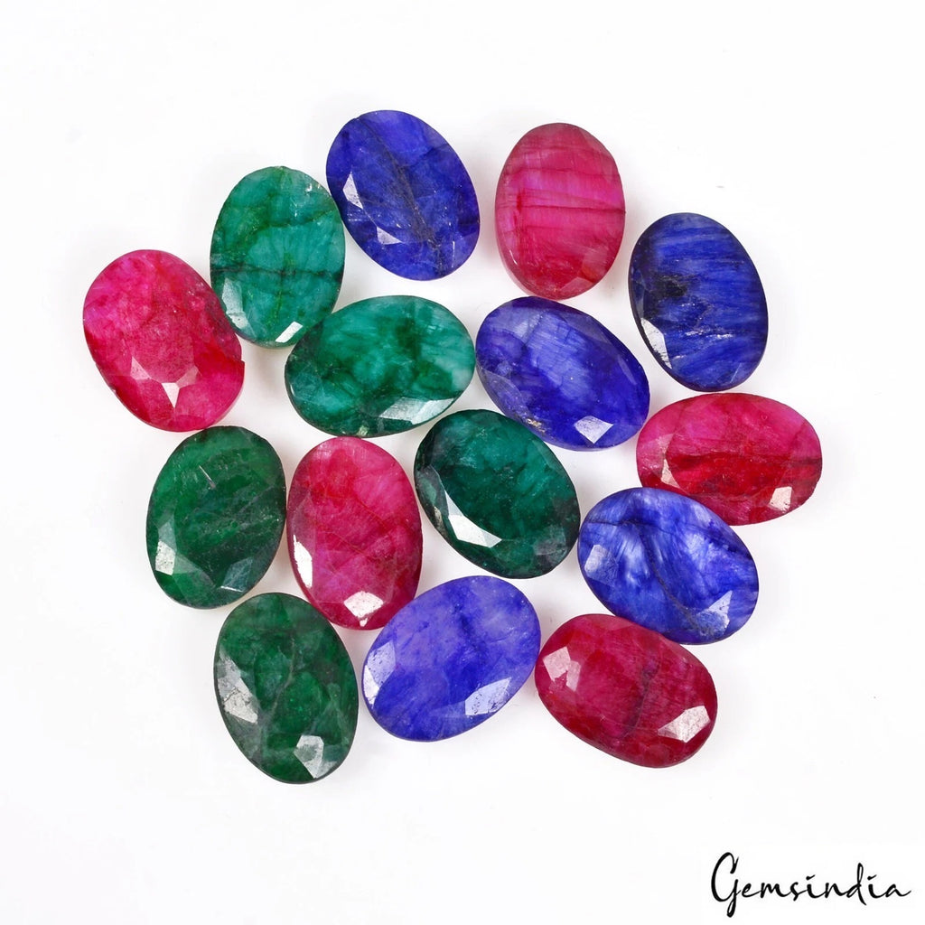 Blue Beryl Lot, Loose Gemstone, Color Enhanced, Red — 15 Pieces, 91.10 Ct