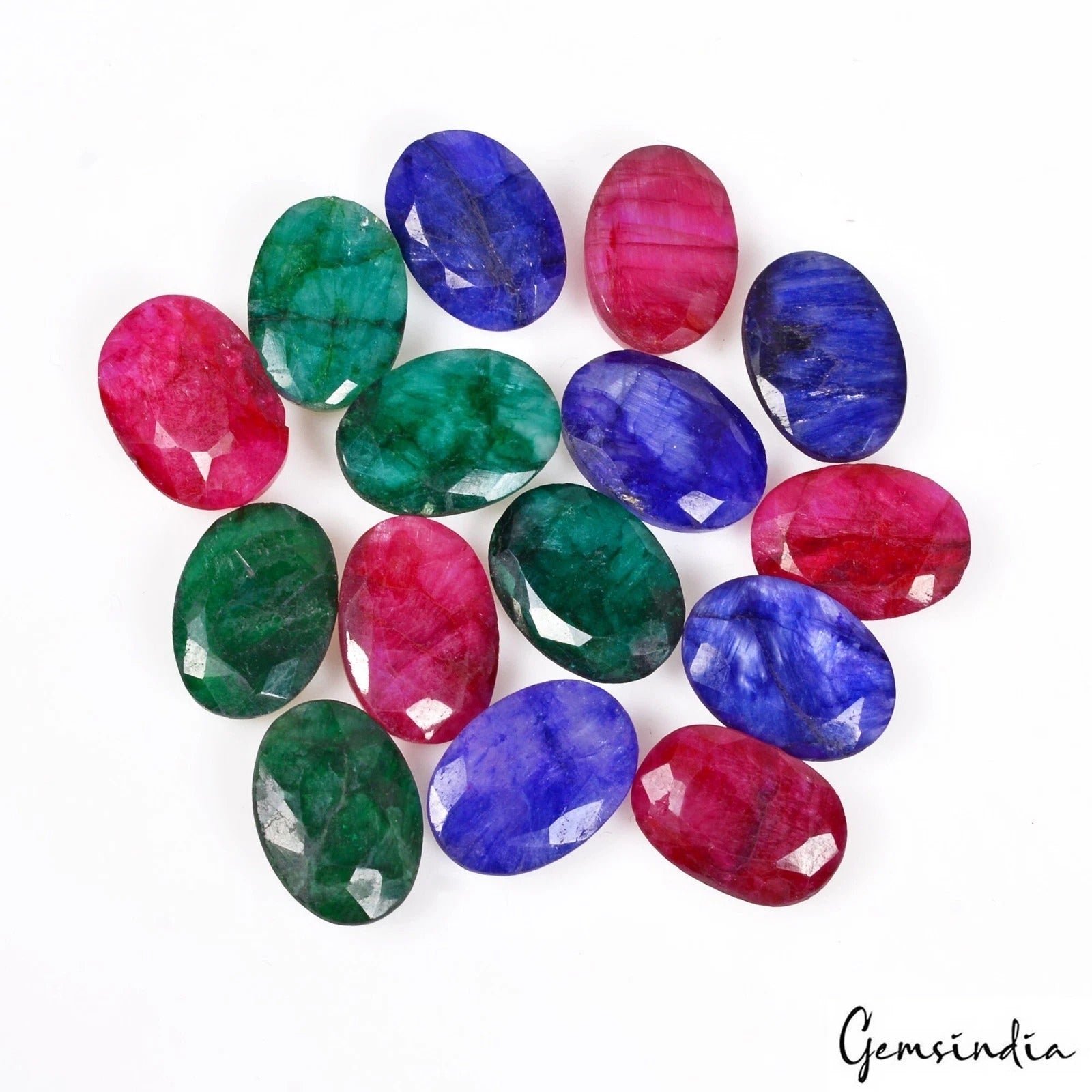 Blue Beryl Lot, Loose Gemstone, Color Enhanced, Red — 15 Pieces, 91.10 Ct