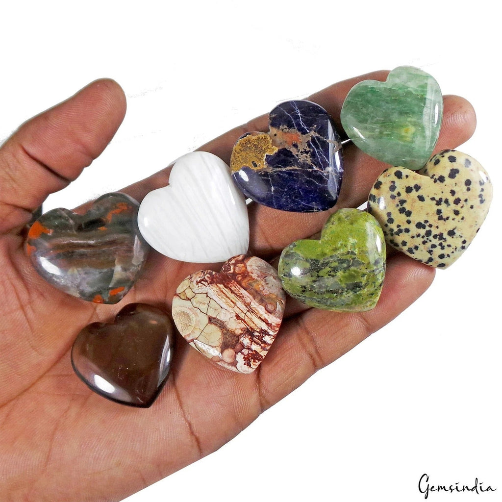 520 Cts/7 Pcs Natural Untreated Multi-Color Heart Cab Loose Gems Lot For Pendant