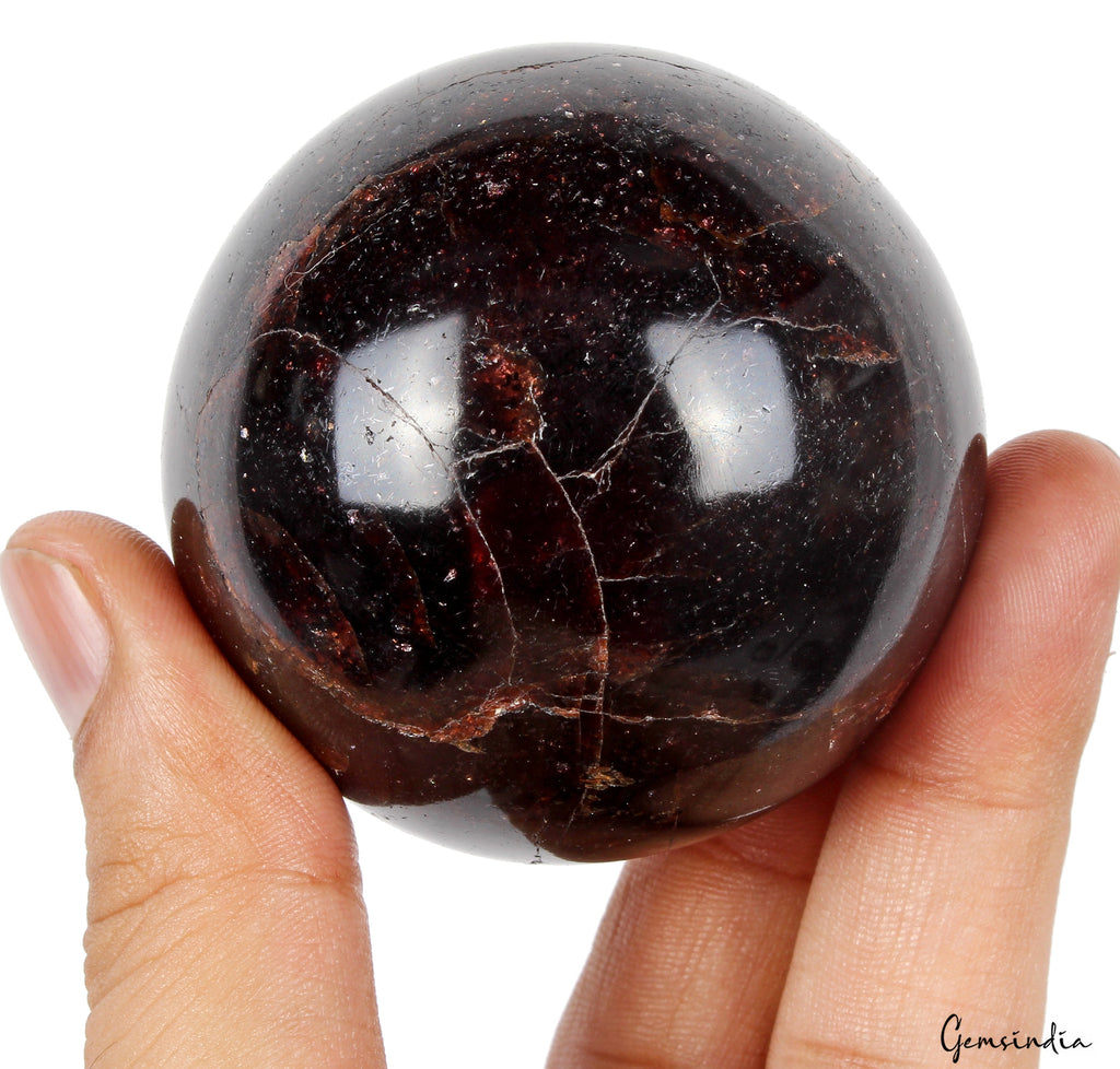 2.3" 486g Deep Red Garnet Sphere Polished Natural Gemstone Crystal Mineral Ball