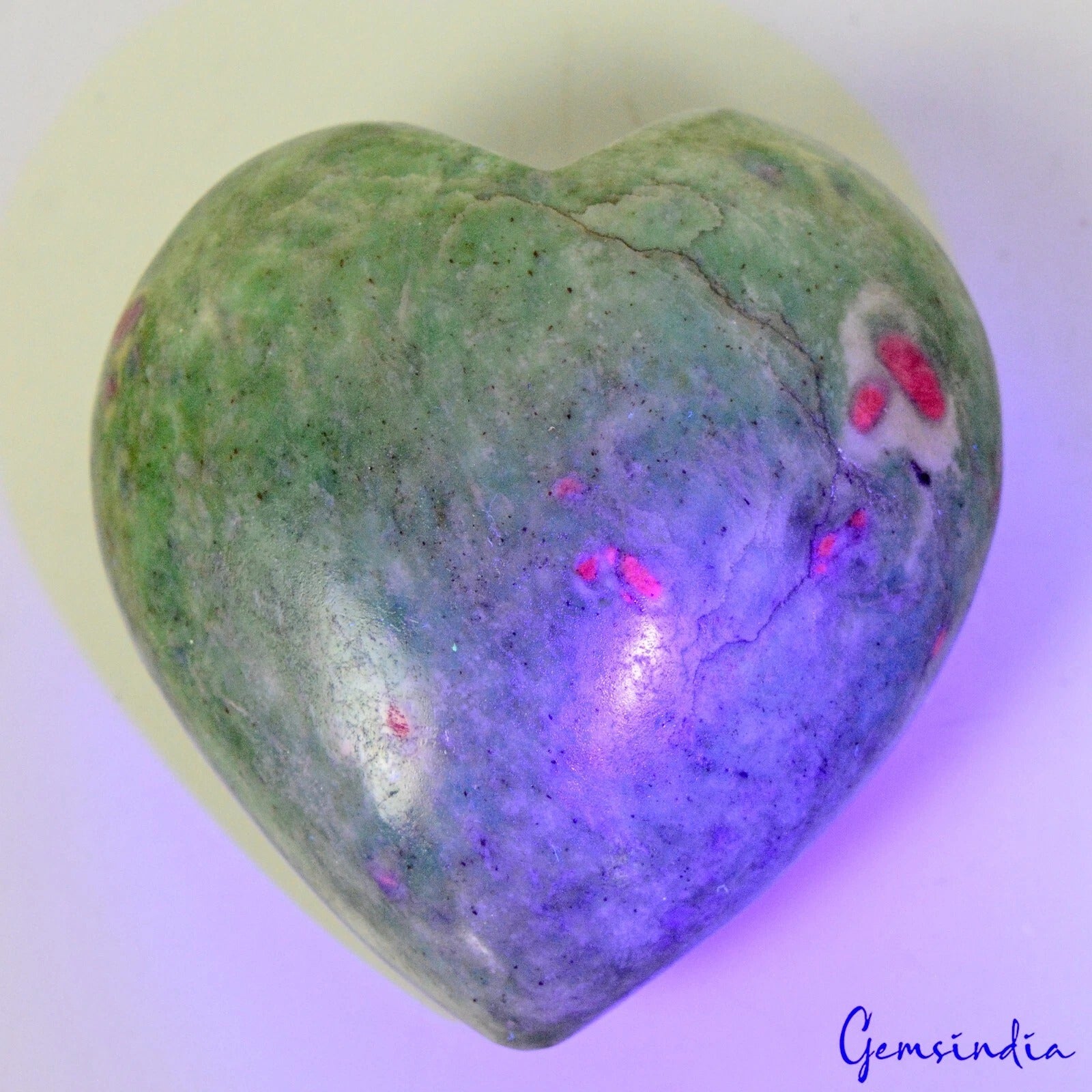 100% Natural Red Green Ruby Zoisite Heart Cab Loose Gemstones 990 Cts 68x65x31mm