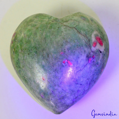 100% Natural Red Green Ruby Zoisite Heart Cab Loose Gemstones 990 Cts 68x65x31mm