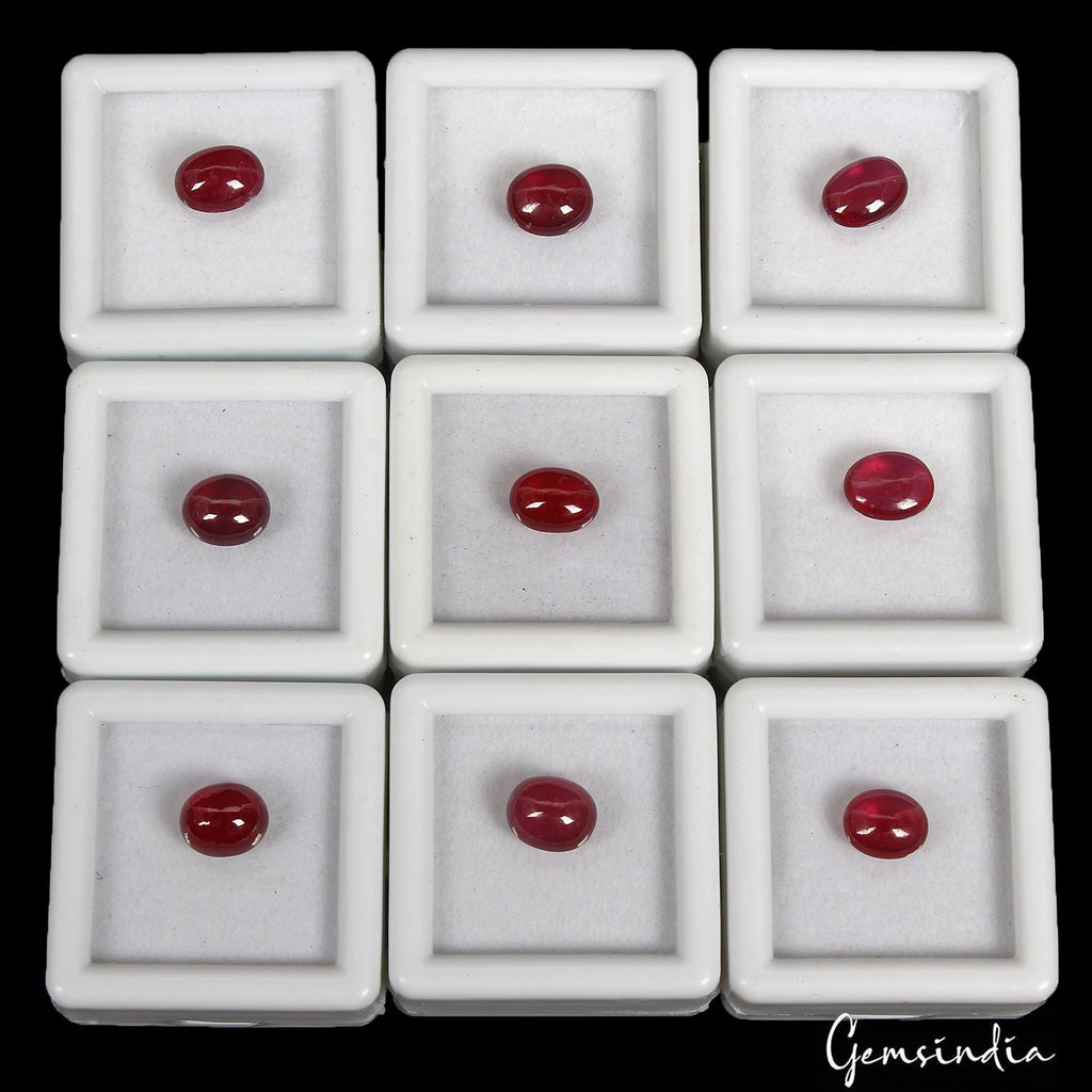 Certified 17.30 Cts/9 Pcs Natural Mozambique Red Ruby Oval Cab Gems For Jewelry