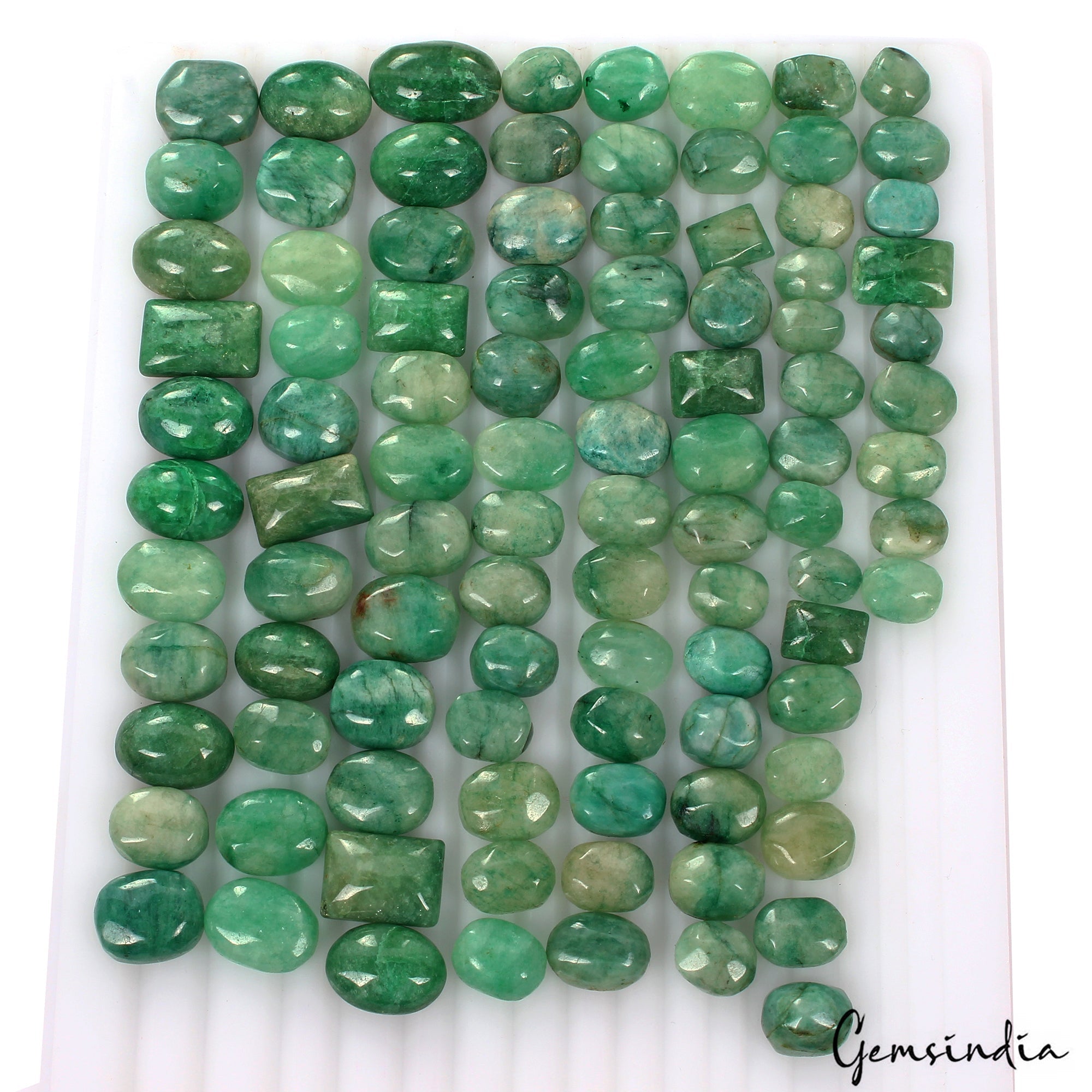 670 Ct/96 Pcs Natural Brazilian Green Emerald Mix Cab Loose Gems Lot For Jewelry