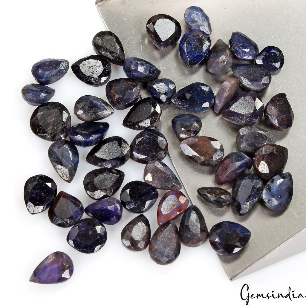 178.50 Ct/46Pc Natural Blue Sapphire Pear Cut Loose 8-12mm Gemstones For Jewelry