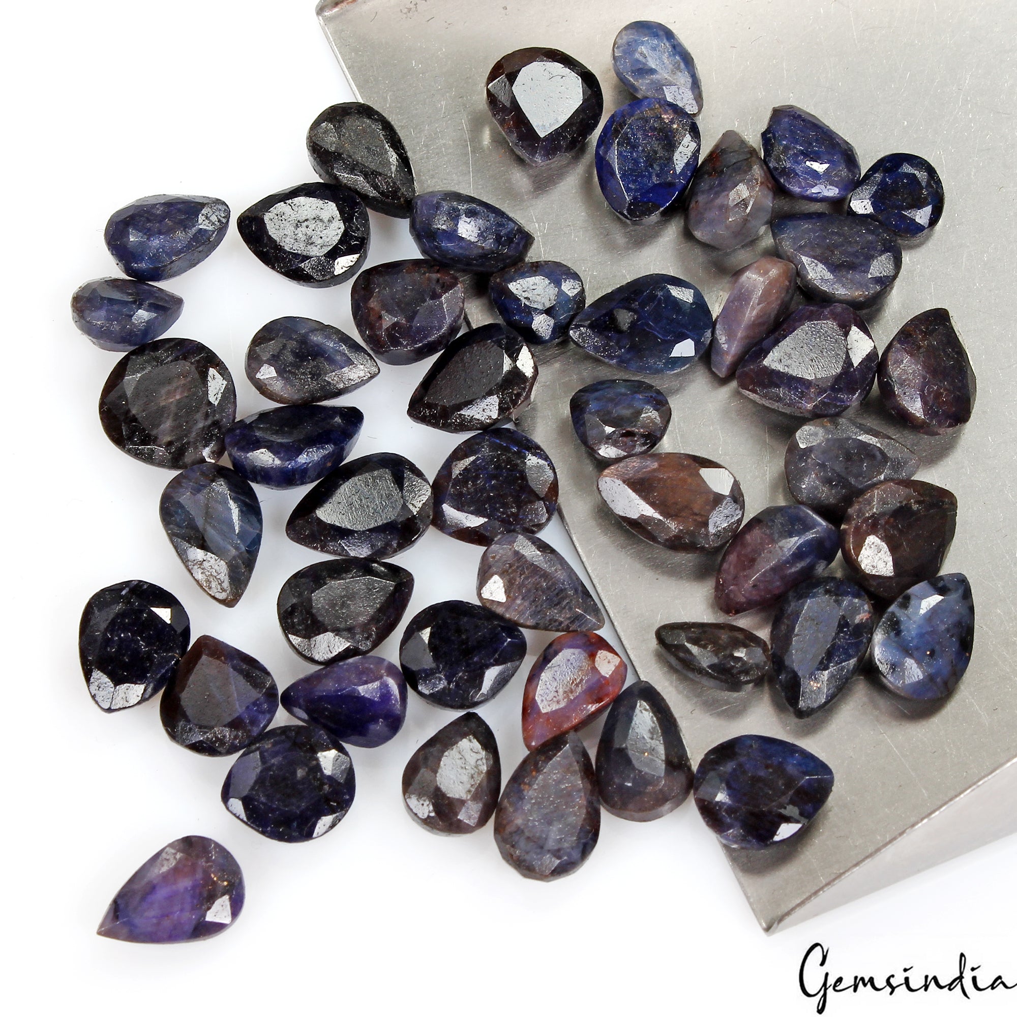 178.50 Ct/46Pc Natural Blue Sapphire Pear Cut Loose 8-12mm Gemstones For Jewelry