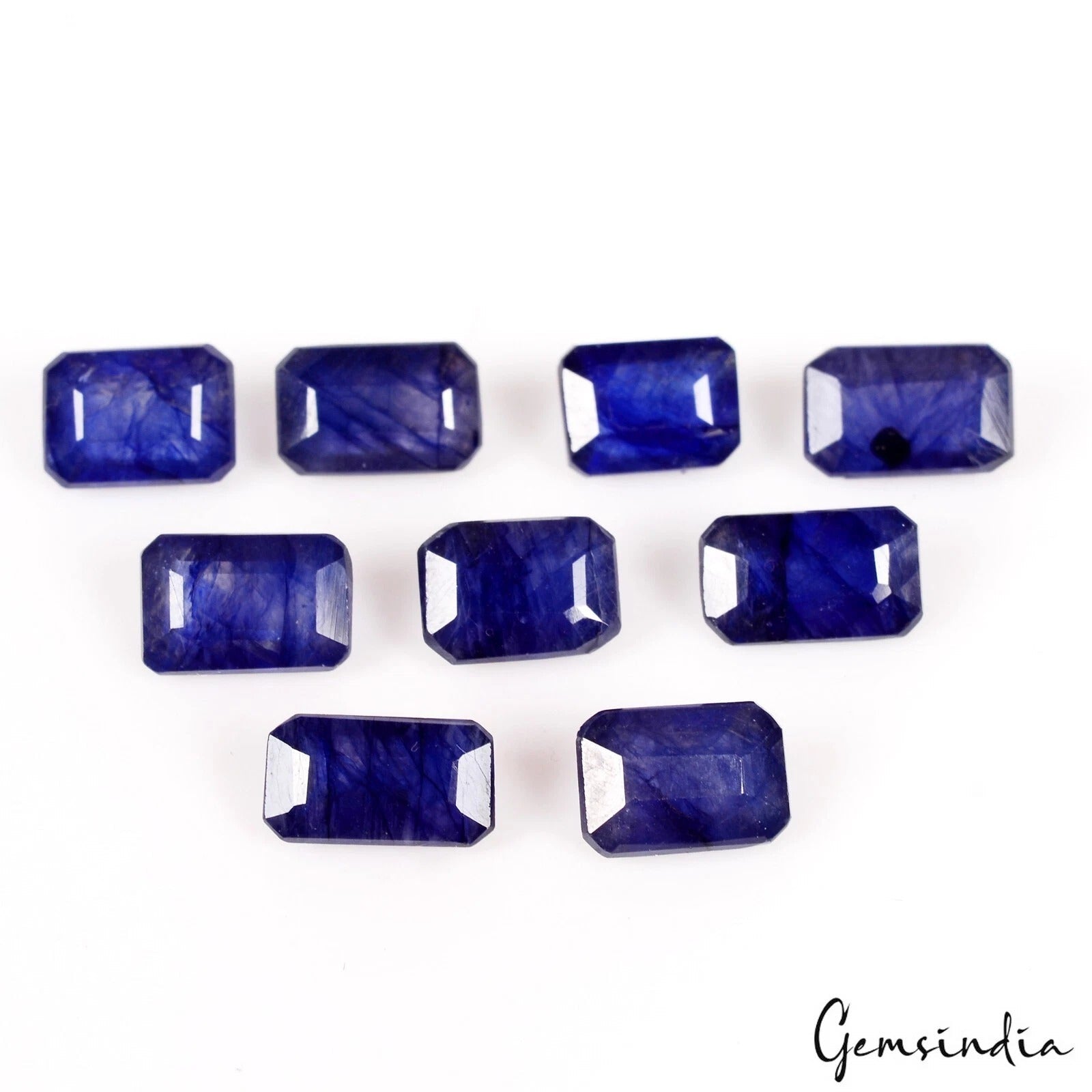 Certified 37.10 Ct/9 Pcs Natural Ceylon Blue Sapphire Octagon Cut Gems For Rings