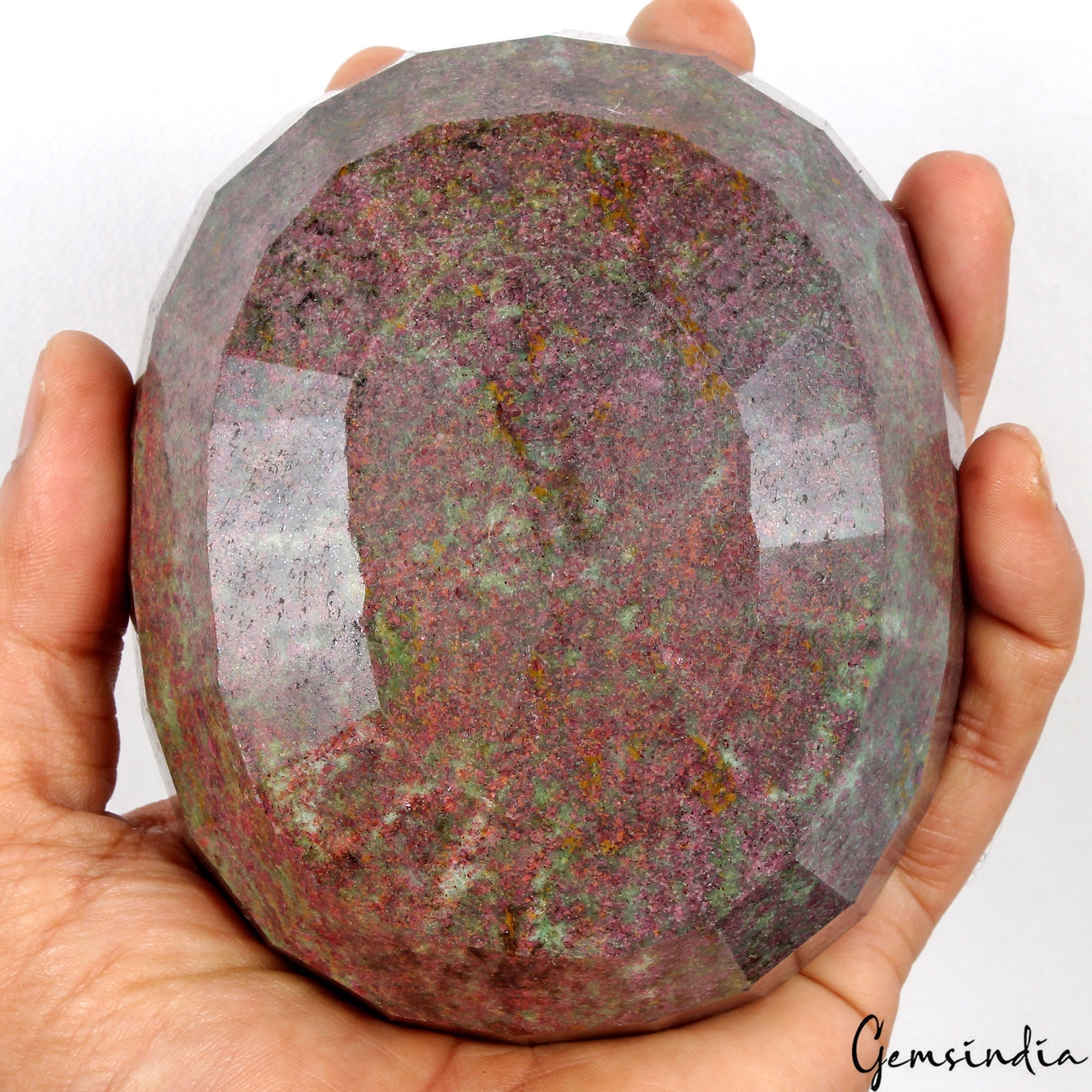 5900 Cts Natural Untreated Bi-Color Ruby Fuchsite Oval Faceted Earth Mined Gems