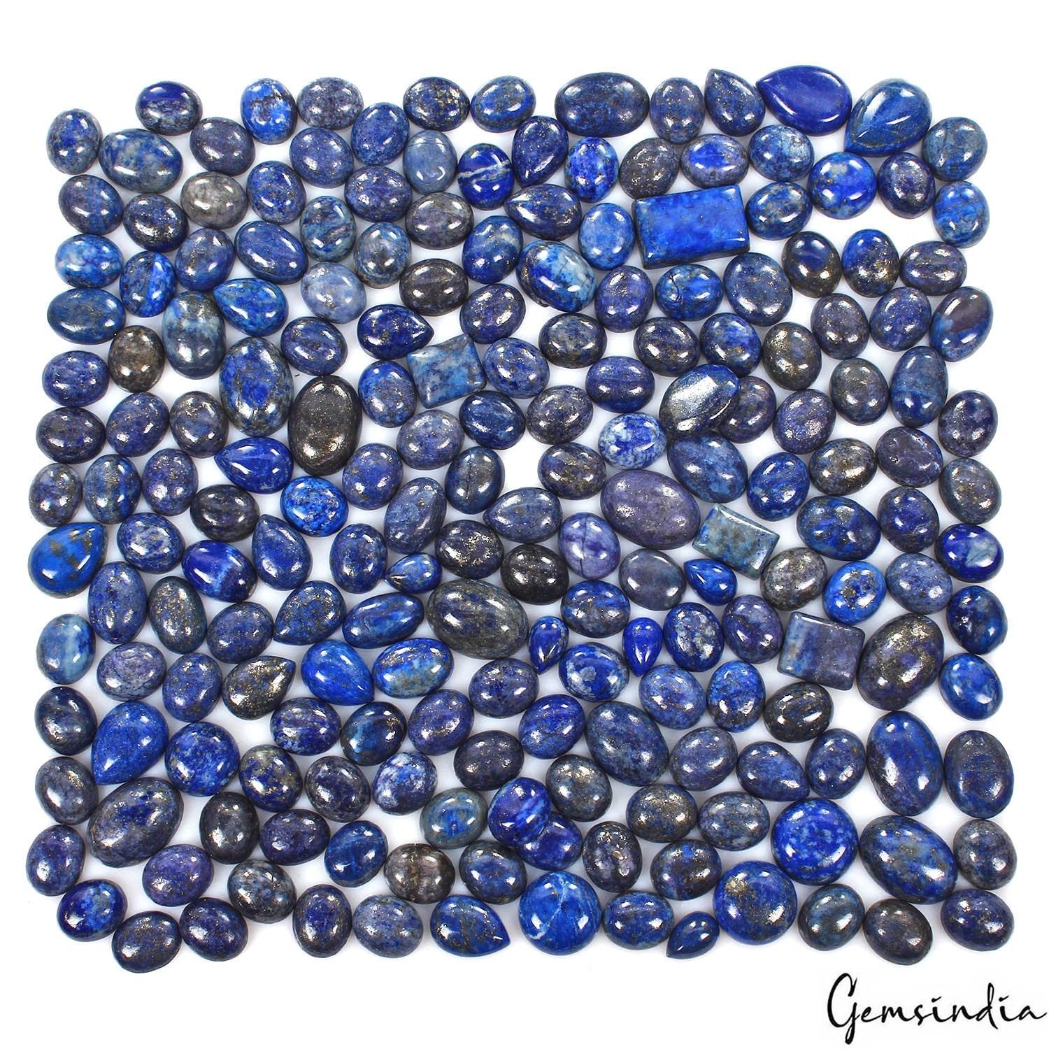 1270 Ct/198 Pcs Natural Blue Gold Pyrite Lapis Lazuli Mix Cab Wholesale Gems Lot