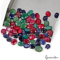 250 Cts/62 Pcs Natural Multi Color Ruby Emerald Sapphire Oval Cut Loose Gems Lot