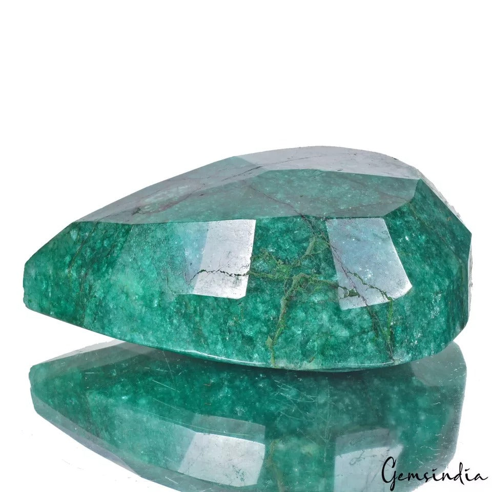 Emerald Loose Gemstone, Pear Faceted, Color Enhanced — 86x55x31 mm, 1100 Ct, Brazil