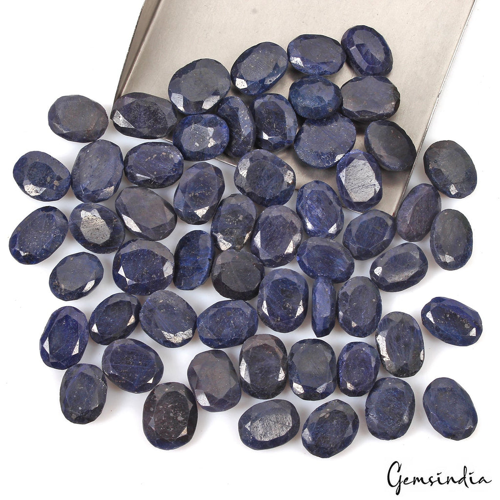 1100 Ct/55 Pcs Natural Blue Sapphire Oval Faceted Cut Loose Gems Lot For Jewelry