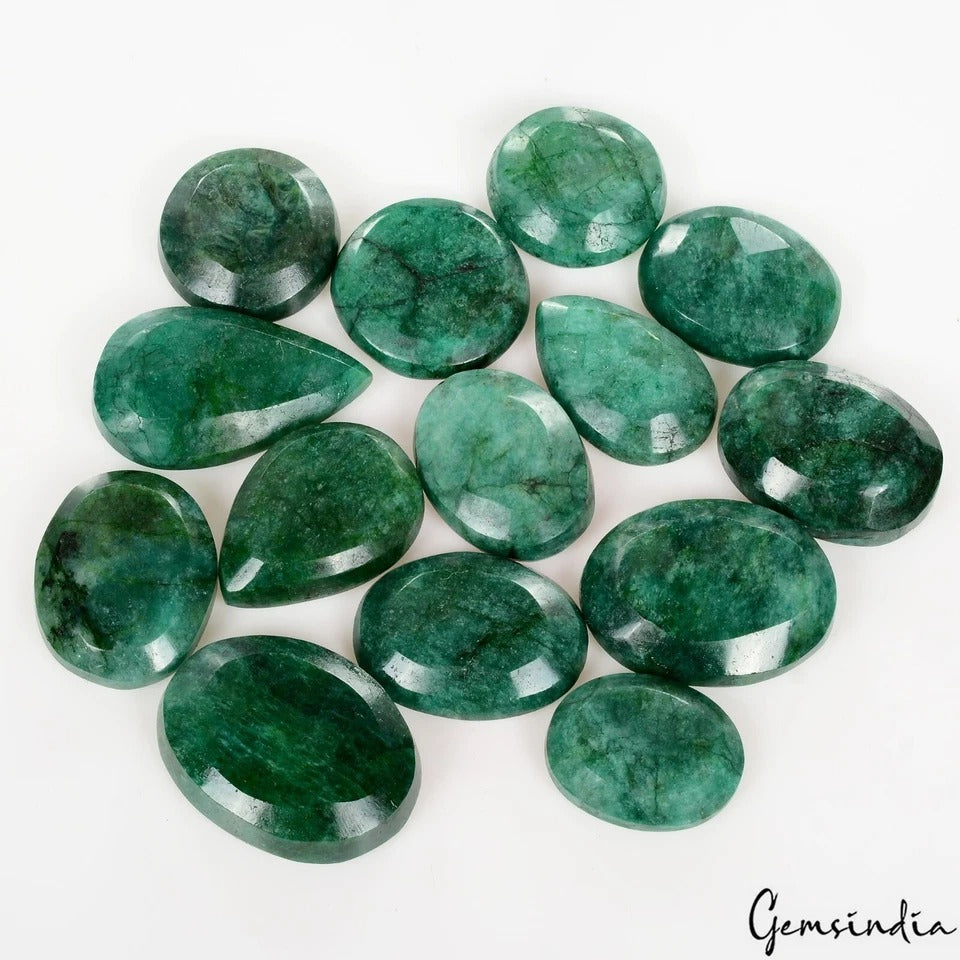 450 Cts/14 Pcs Natural Brazilian Green Emerald Mix Cut Loose Gem Lot For Jewelry