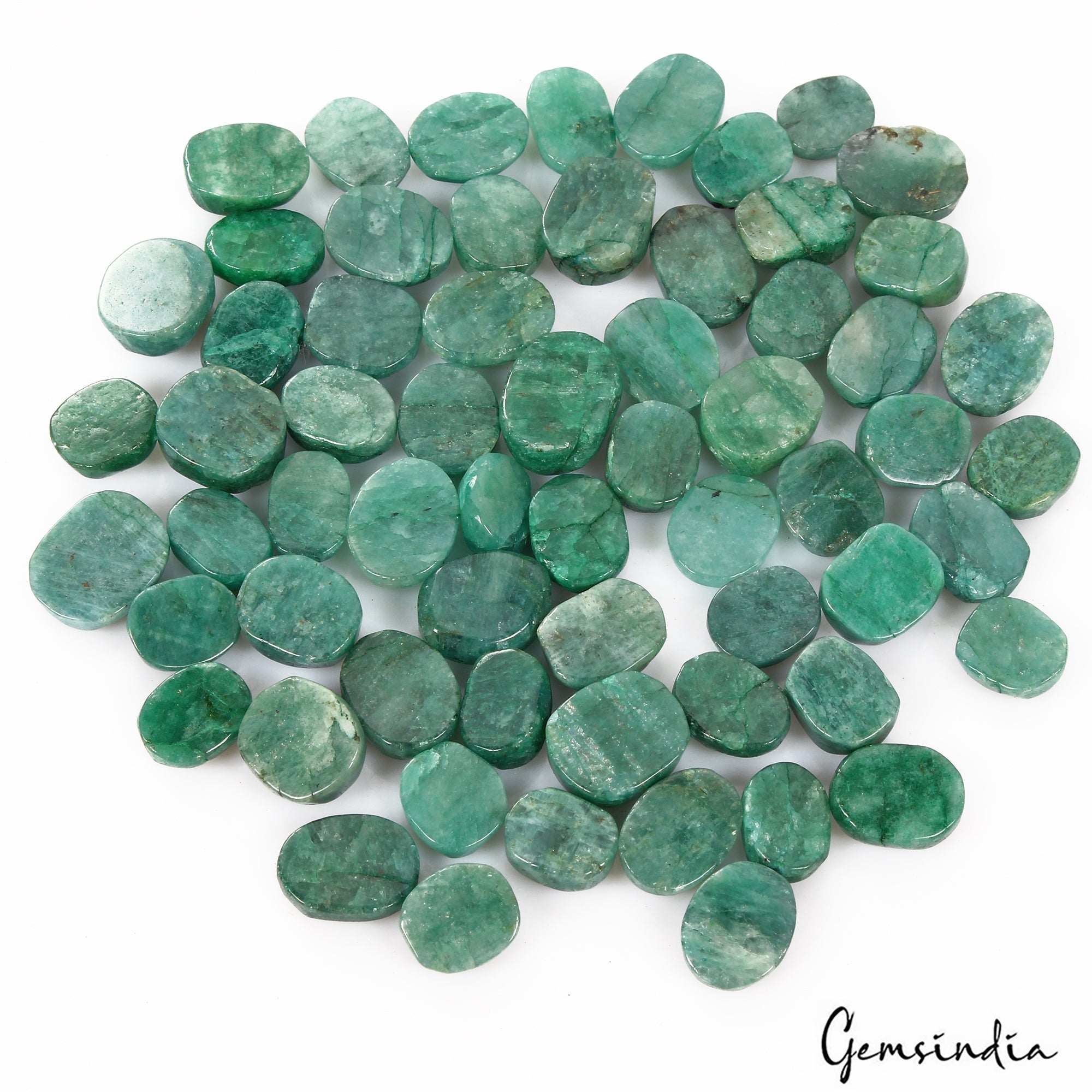 Certified 470 Cts/64 Pcs Natural Green Emerald Oval Cab Loose Gems For Jewelry