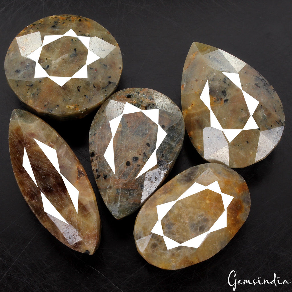 1150 Cts Natural Untreated Brown Sapphire 39-56mm Mix Cut Loose Gemstones~ 5 Pcs