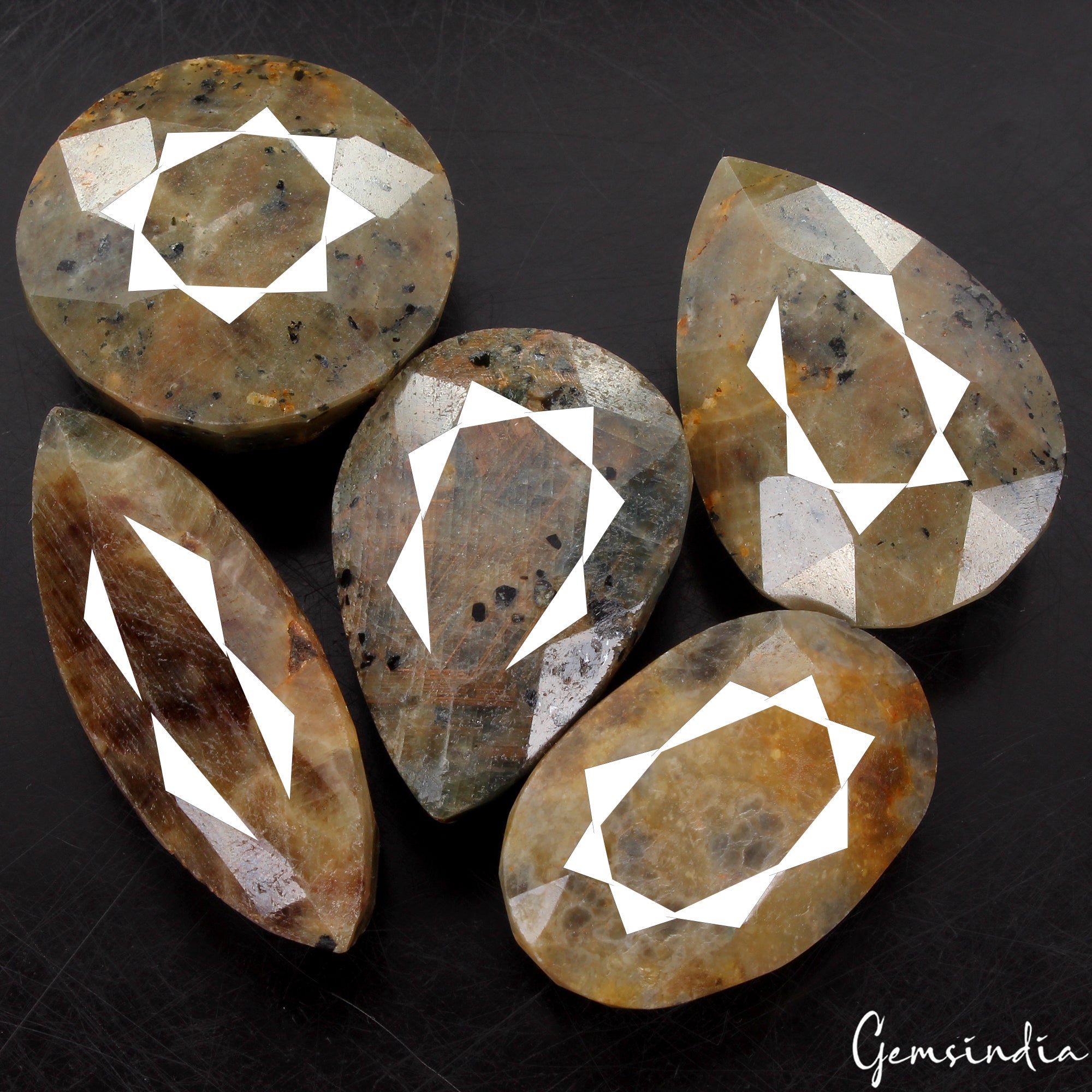 1150 Cts Natural Untreated Brown Sapphire 39-56mm Mix Cut Loose Gemstones~ 5 Pcs