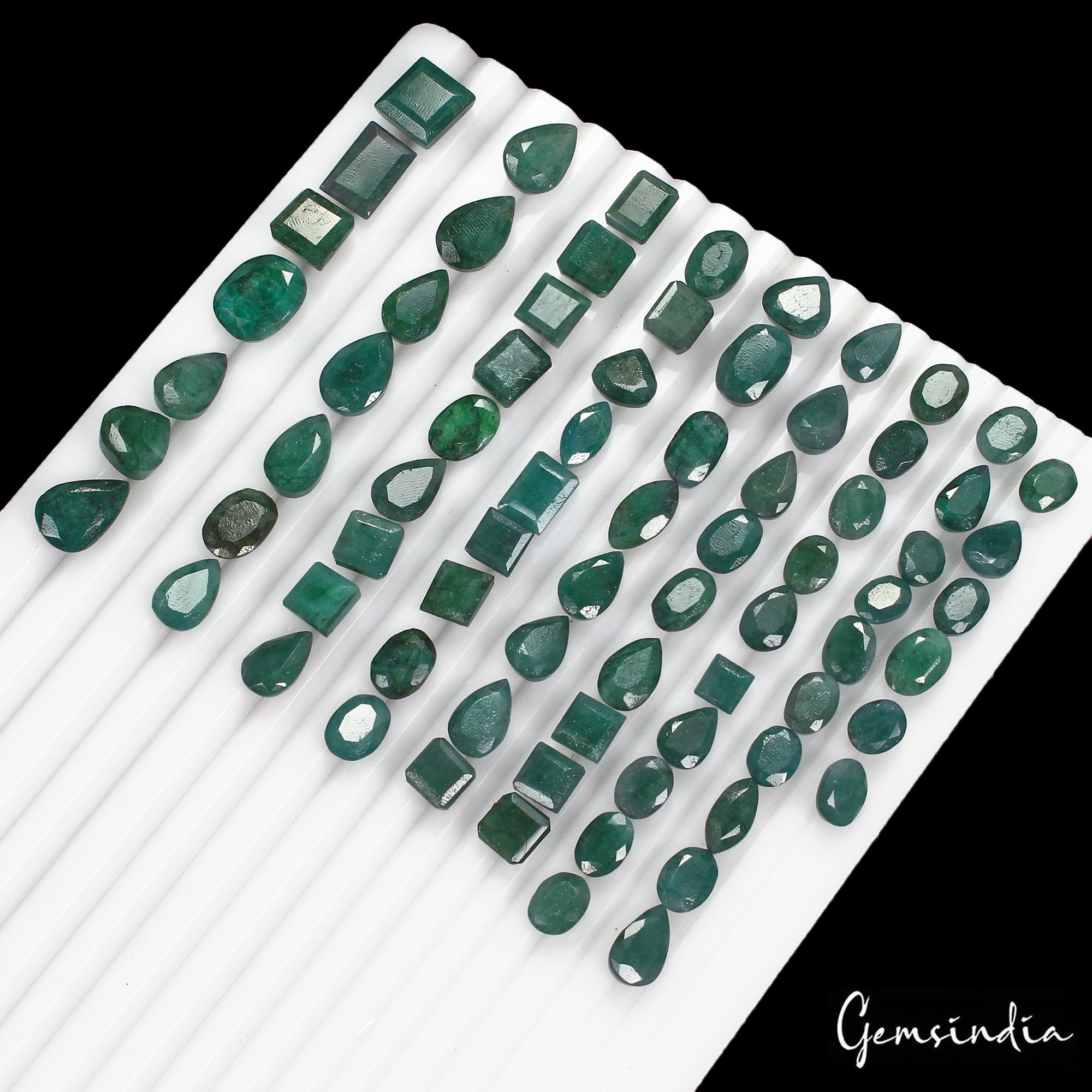 230 Ct/75 Pcs Natural Brazilian Dark Green Emerald Mix Cut Loose Gem For Jewelry