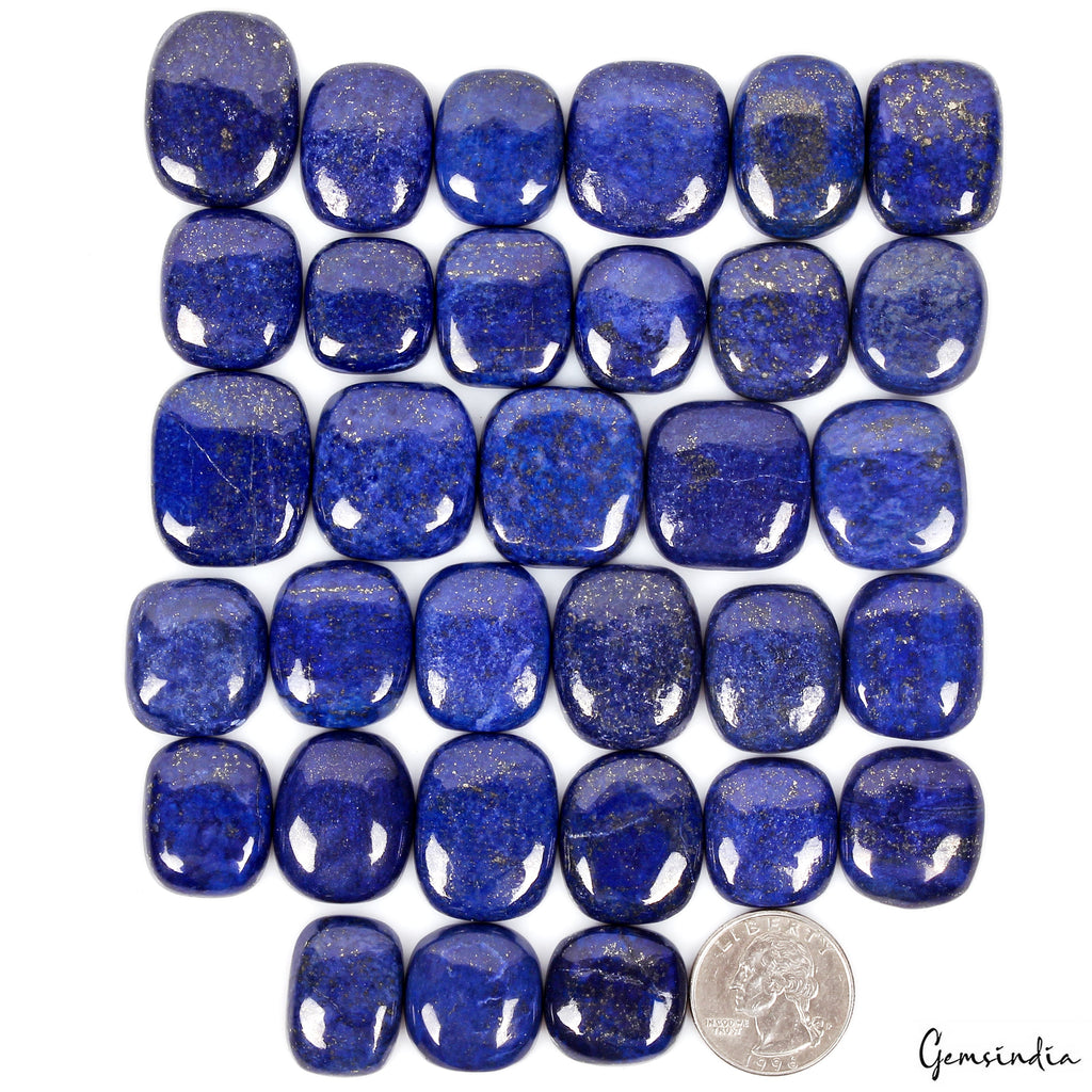 1000 Ct/32 Pc Natural Blue Lapis Lazuli Gold Flecks Cushion Loose Wholesale Gems