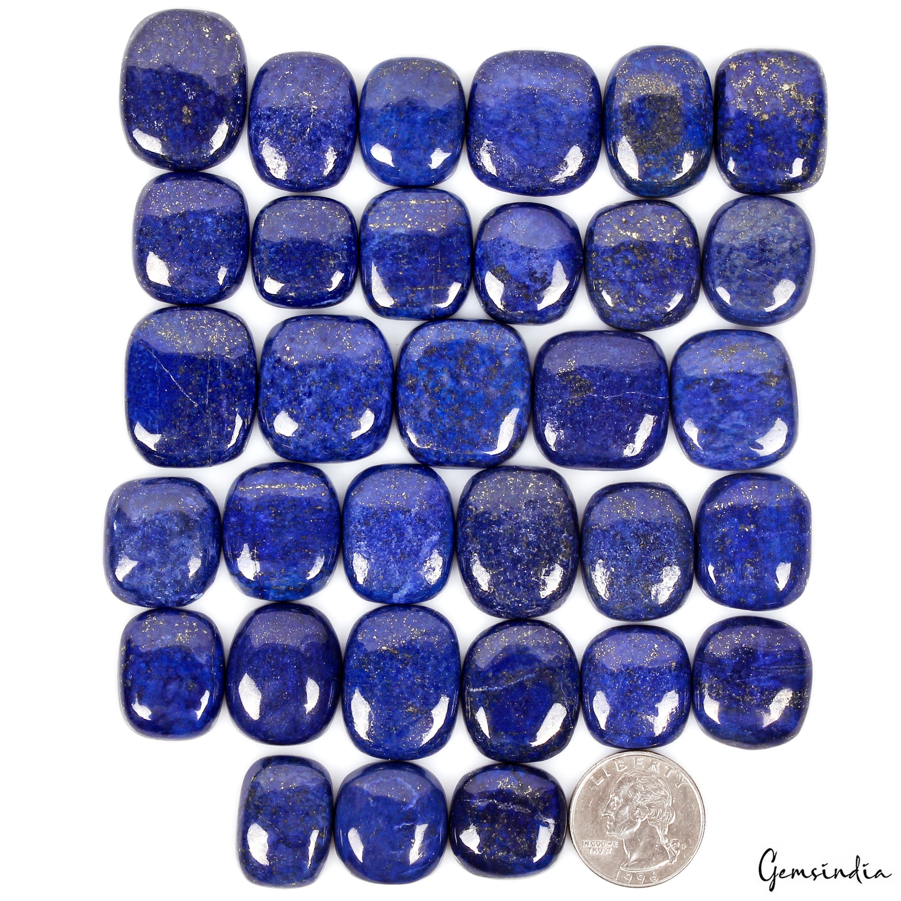 1000 Ct/32 Pc Natural Blue Lapis Lazuli Gold Flecks Cushion Loose Wholesale Gems