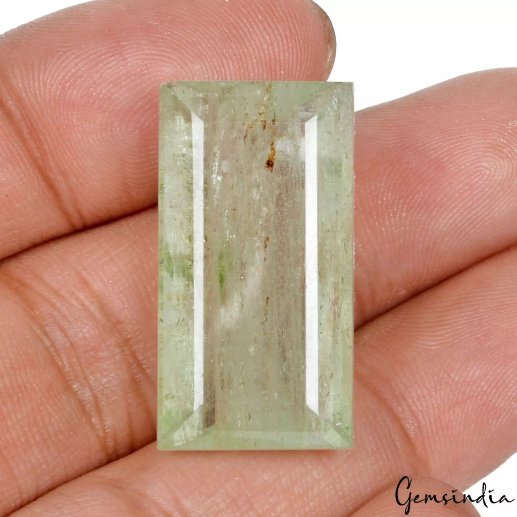 43 Cts Natural Green Aquamarine From Brazil Baguette Cut Untreated Huge Gemstone