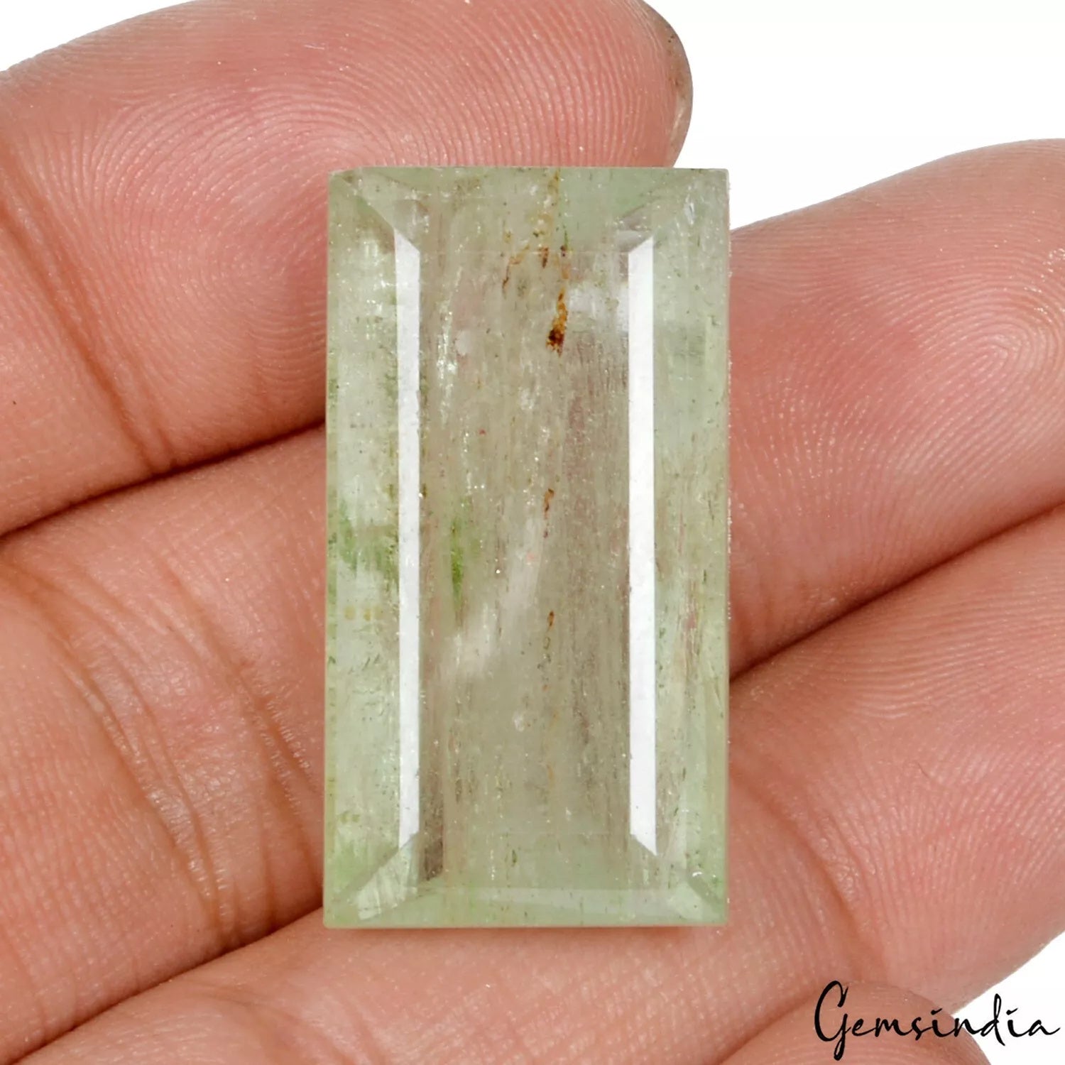 43 Cts Natural Green Aquamarine From Brazil Baguette Cut Untreated Huge Gemstone